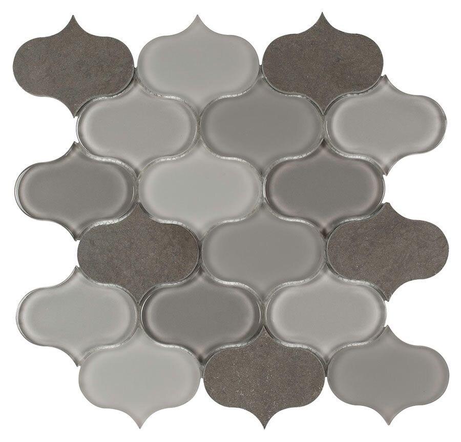 Provenzale Glass Stone Mosaic Tile - Gray Peel and Stick Backsplash for Kitchen, Bathroom, Shower Wall Decor