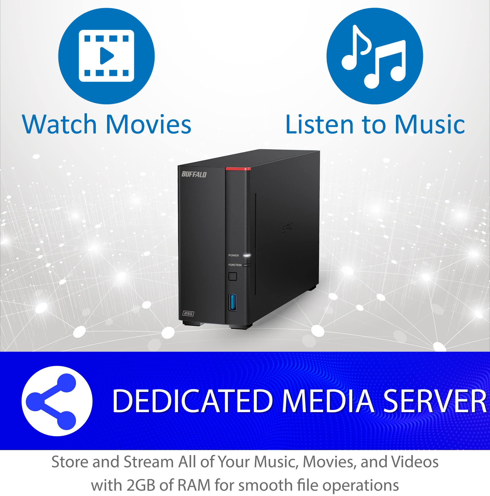 BUFFALO LinkStation 710 8TB 1-Bay NAS Network Attached Storage with Pre-Installed HDD | Secure Home Cloud & Network Storage Solution for Media Backup, File Sharing & Remote Access