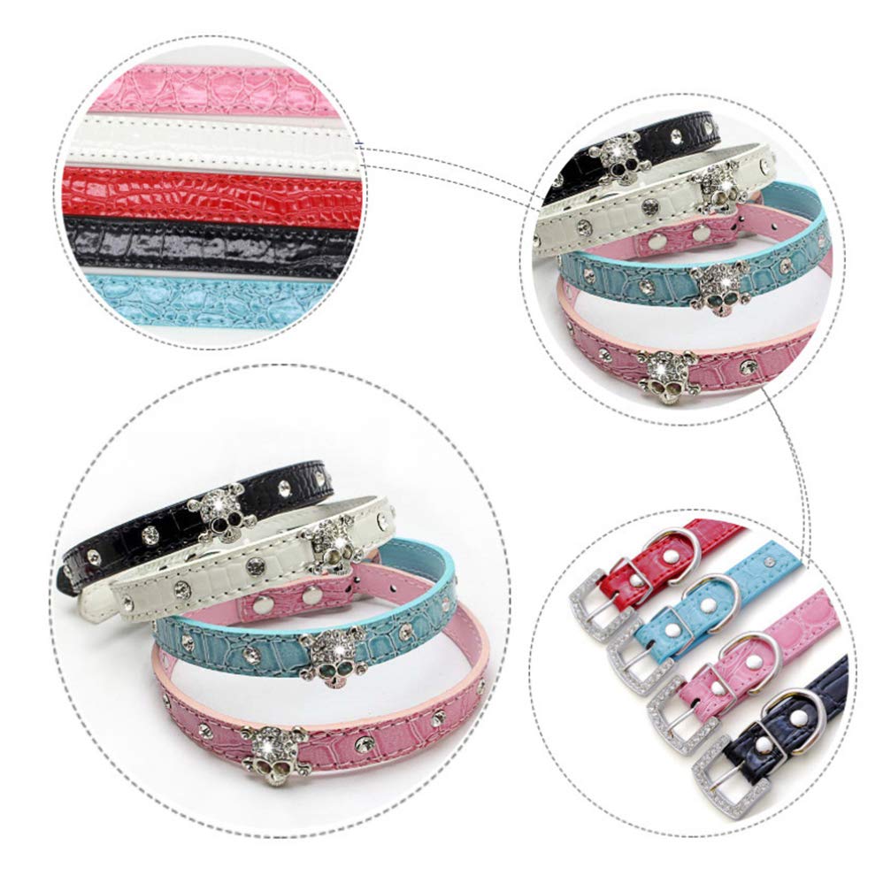 PRETYZOOM Halloween Skull Pet Collar - Gothic Dog Collar with Red Rhinestones for Small Dogs, Halloween Costume Accessory & Goth Outfits - Perfect for Halloween Parties, Pet Costume Contests and Gothic Fashion