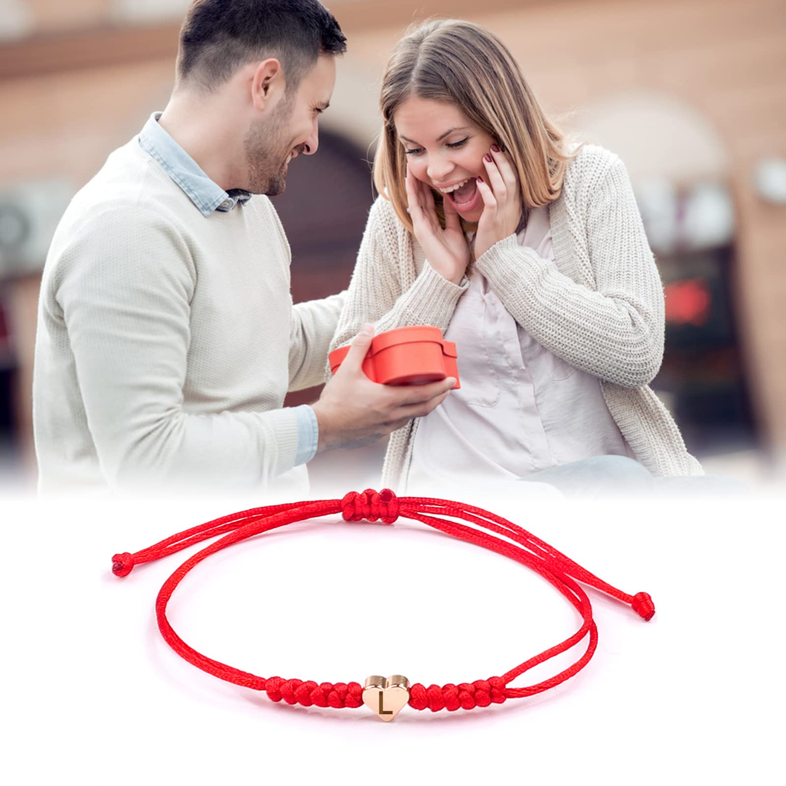 Personalized Initial Bracelet for Women & Men - Custom Letter H Charm, Red String Handmade Rope Braided Jewelry - 26 Letters Available - Perfect Birthday Gift for Her/Him, Friendship Bracelet, Couple Matching Jewelry