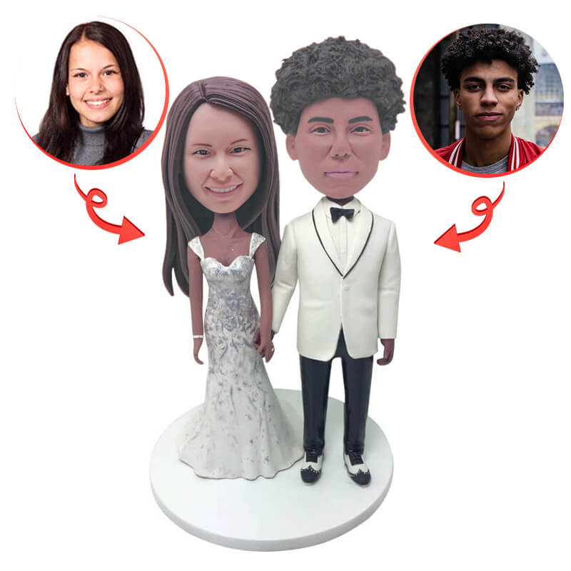 Personalized Wedding Bobbleheads - Custom Couple Figurines for Bride & Groom - Perfect Wedding Gift, Anniversary Present & Home Decor