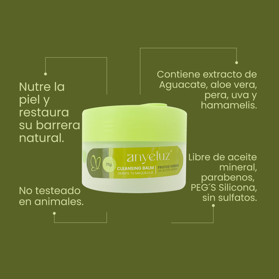Anyeluz Green Fruits Cleansing Balm - Gentle Makeup Remover & Deep Cleanser for All Skin Types | Perfect for Daily Skincare Routine & Travel