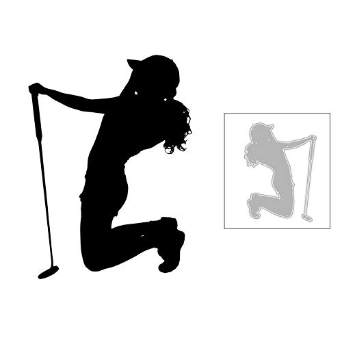 Long-Haired Girl Golfing Silhouette Metal Cutting Dies - DIY Scrapbooking Stencils for Embossing, Photo Albums, Greeting Cards & Paper Crafts - Perfect for Golf-Themed Invitations, Birthday Decorations & Memory Books