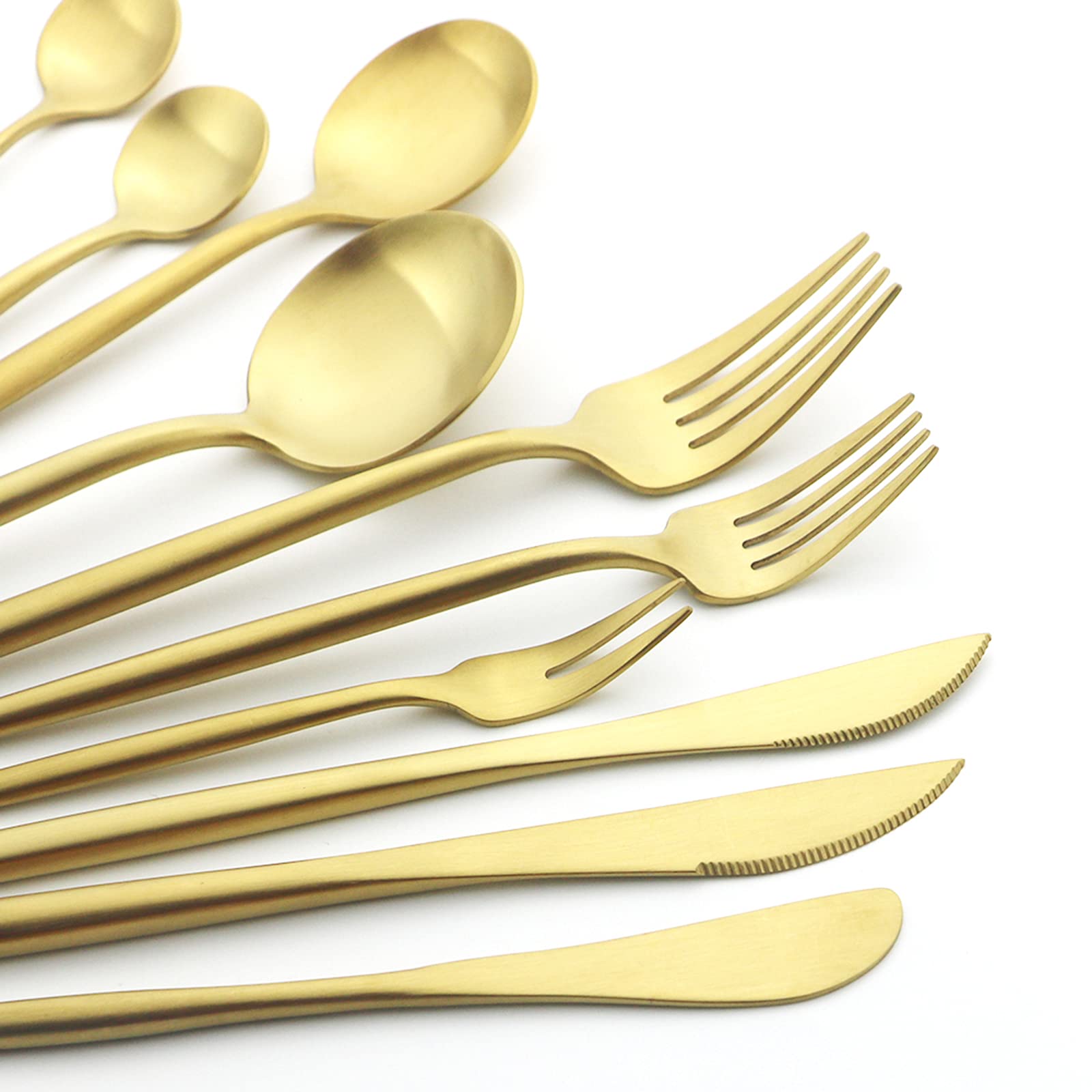 Premium 20-Piece Stainless Steel Gold Cutlery Set for 4 - Knives, Forks & Spoons with Round Solid Handle & Satin Finish | Dishwasher Safe Silverware | Elegant Dining, Wedding Gifts & Home Entertaining
