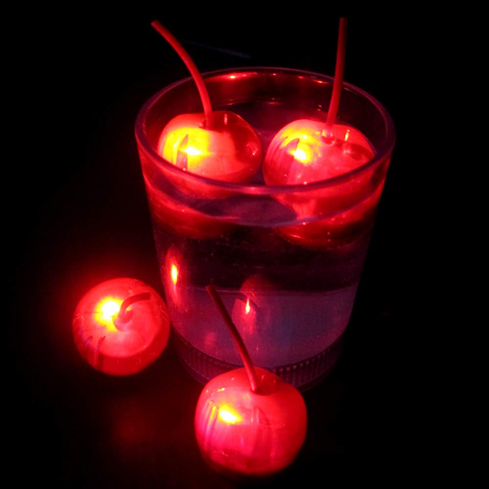 Glow LED Light Up Drink Cherries - Set of 16 Glowing LED Ice Cubes for Cocktails, Party Drinks & Nightclub Beverages - Perfect for Halloween, Birthday Parties & Bar Decorations