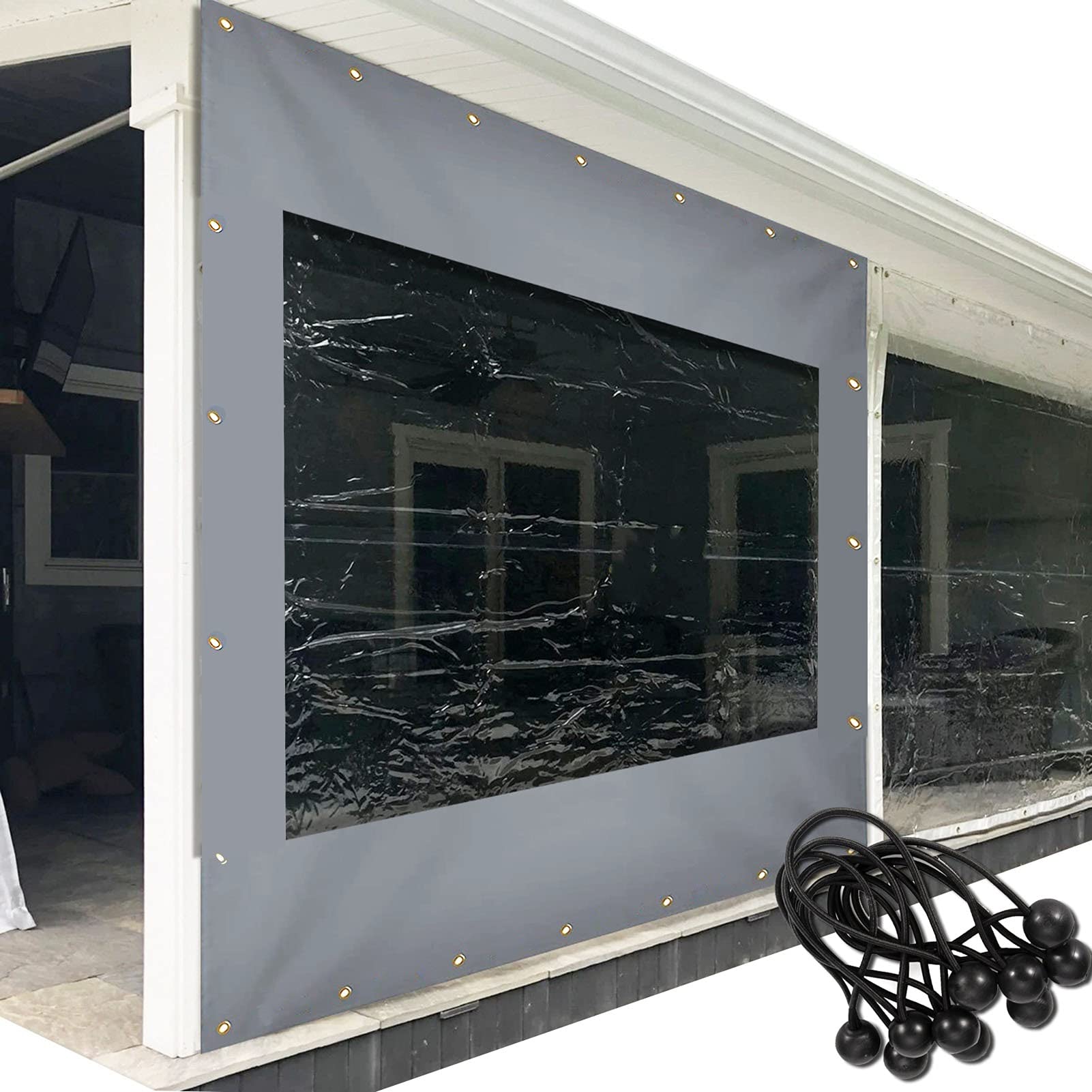 Clear PVC Waterproof Pergola Cover - 8.2x8.2ft Heavy Duty Outdoor Tarp with Grommets for Patio, Porch & Garden Protection (Gray) | Weatherproof Sun Shade & Rain Shelter for Backyard, Deck & Outdoor Events