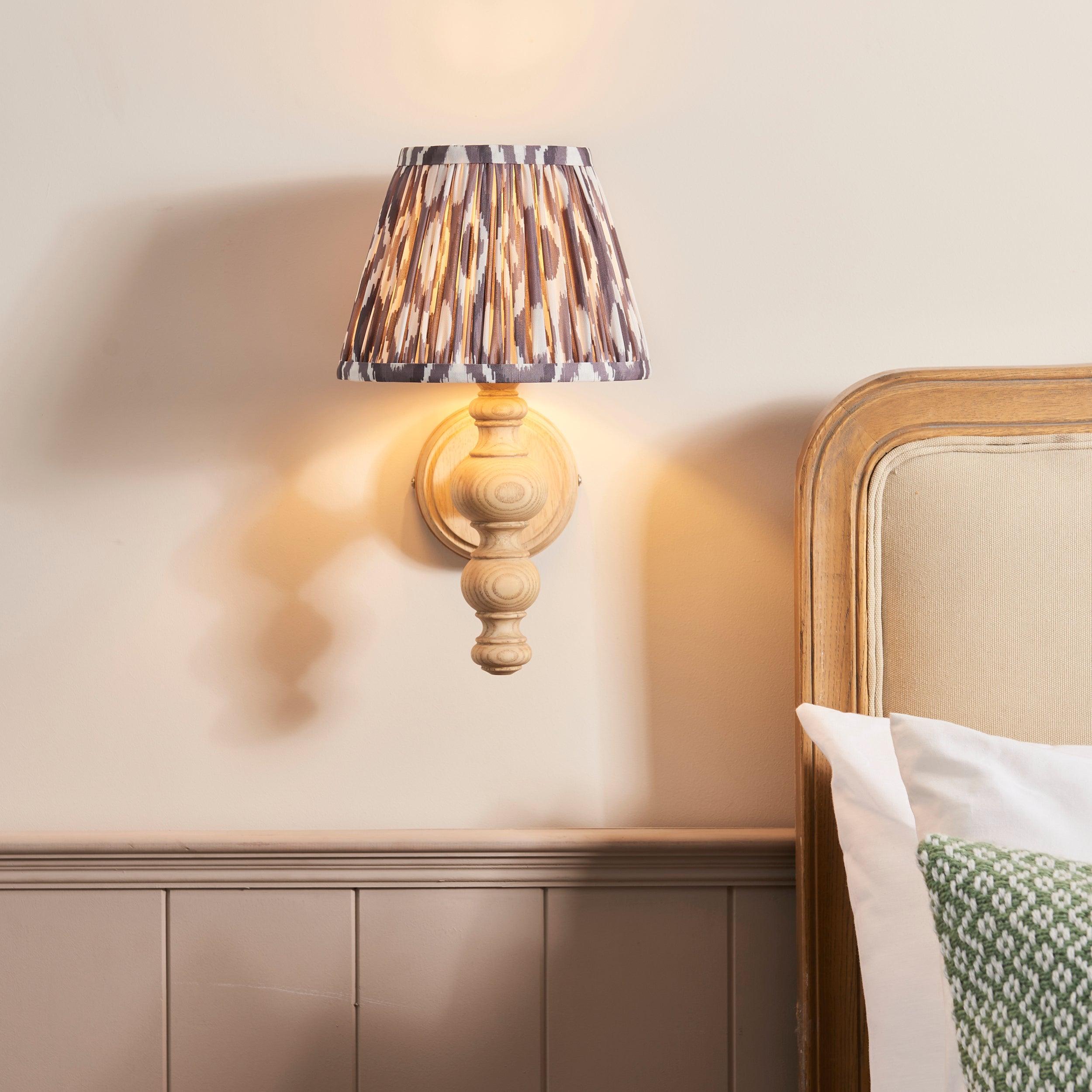 Bibury Wooden Wall Light with 20cm Shade - Rustic Home Decor for Living Room, Bedroom & Hallway Lighting