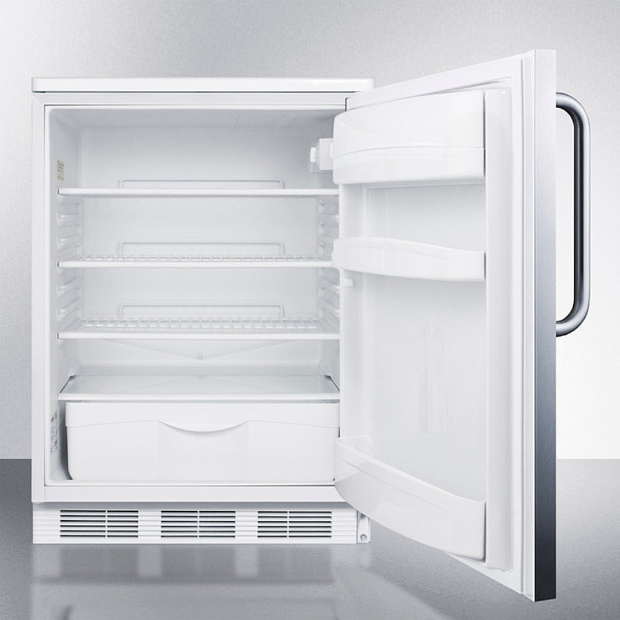 Accucold 24-Inch Wide Built-In All Refrigerator with Towel Bar Handle - FF6WBISSTB - Perfect for Home Bars, Basements, and Office Spaces