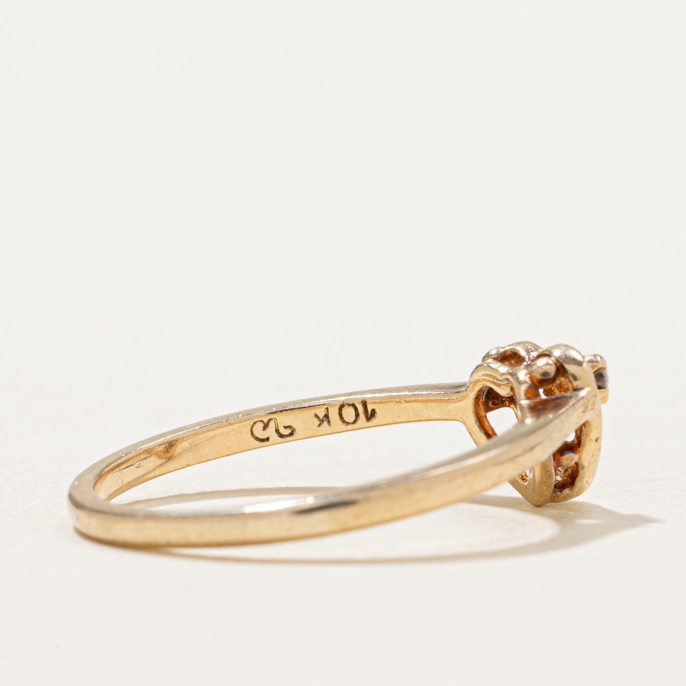 10K White Gold Diamond Open Heart Ring - 0.015ct Natural Diamond, Size 6.25 - Perfect for Valentine's Day, Anniversary & Romantic Gifts