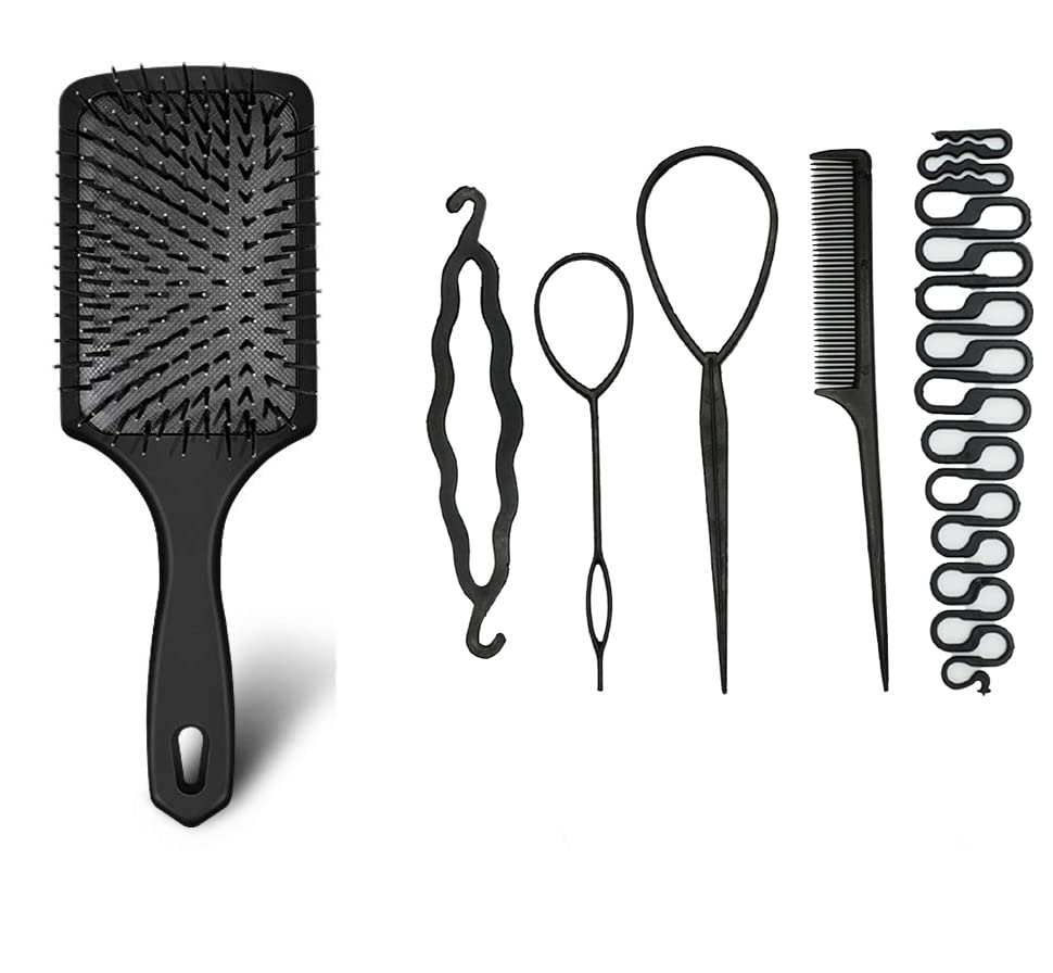 Best Flat Hair Brush for Women - Detangling Hair Brush for Curly Hair with Ultra-Soft IntelliFlex Bristles - Removes Dirt, Excess Oils & Impurities - Includes Braid Maker - Perfect for Daily Styling, Salon Use & Travel