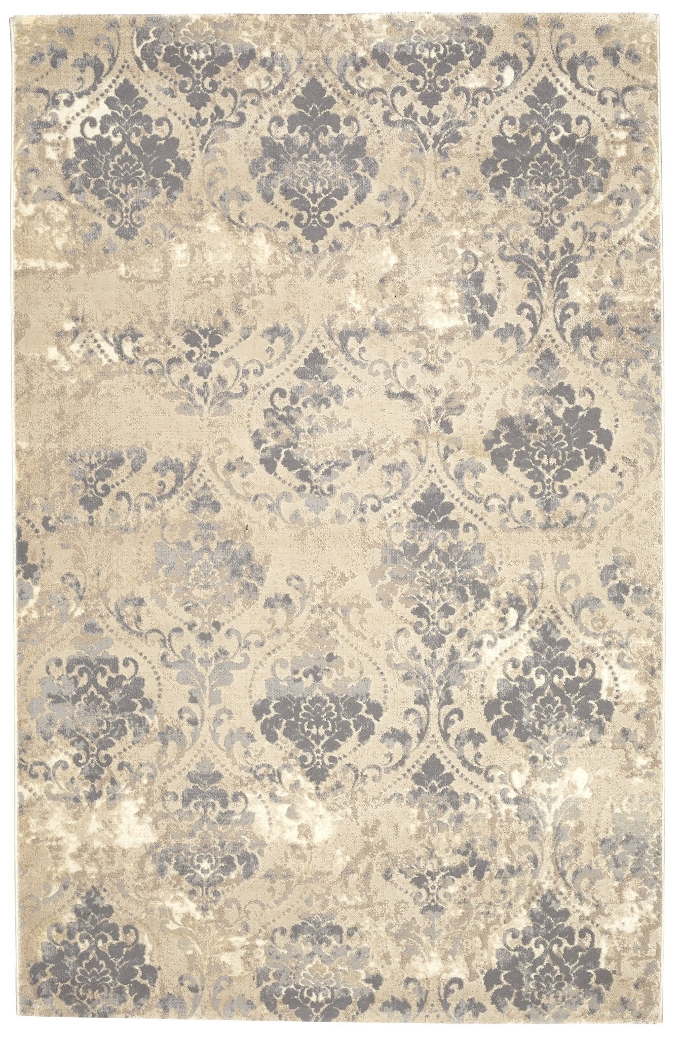 Beige & Dark Grey Textured Traditional Area Rug - Perfect for Living Room, Bedroom & Home Decor