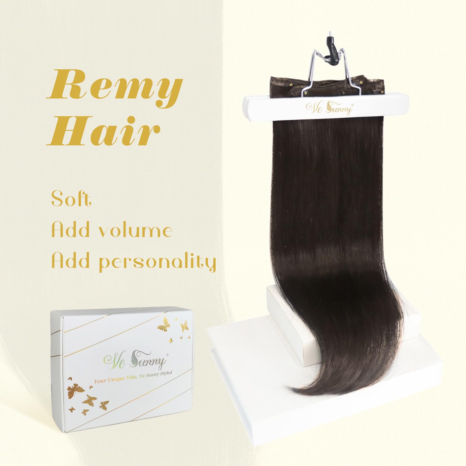 Ve Sunny 24inch Chocolate Brown Clip in Human Hair Extensions - 120g Real Hair Clip Ins for Women | Perfect for Parties, Weddings & Daily Styling