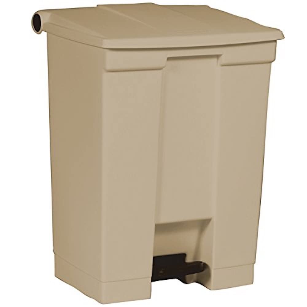 Rubbermaid Commercial 18-Gallon Fire-Safe Step-On Trash Can - Beige Rectangular Polyethylene Waste Bin for Office, Kitchen & Commercial Use