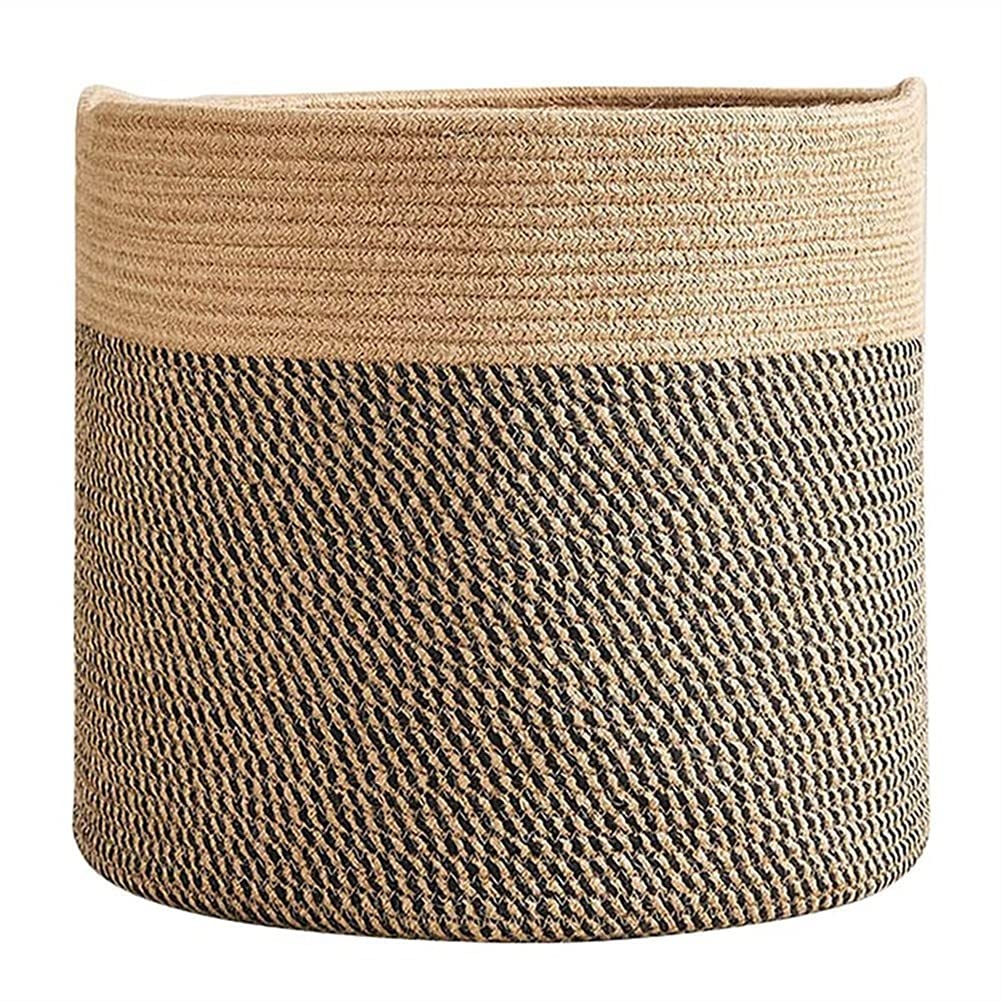Large Cotton Rope Laundry Basket Hamper - 15.8x15.8x13.8 Inch Woven Storage Organizer for Clothes, Blankets & Home Decor | Perfect for Bedroom, Bathroom & Living Room Organization (Color: Beige)