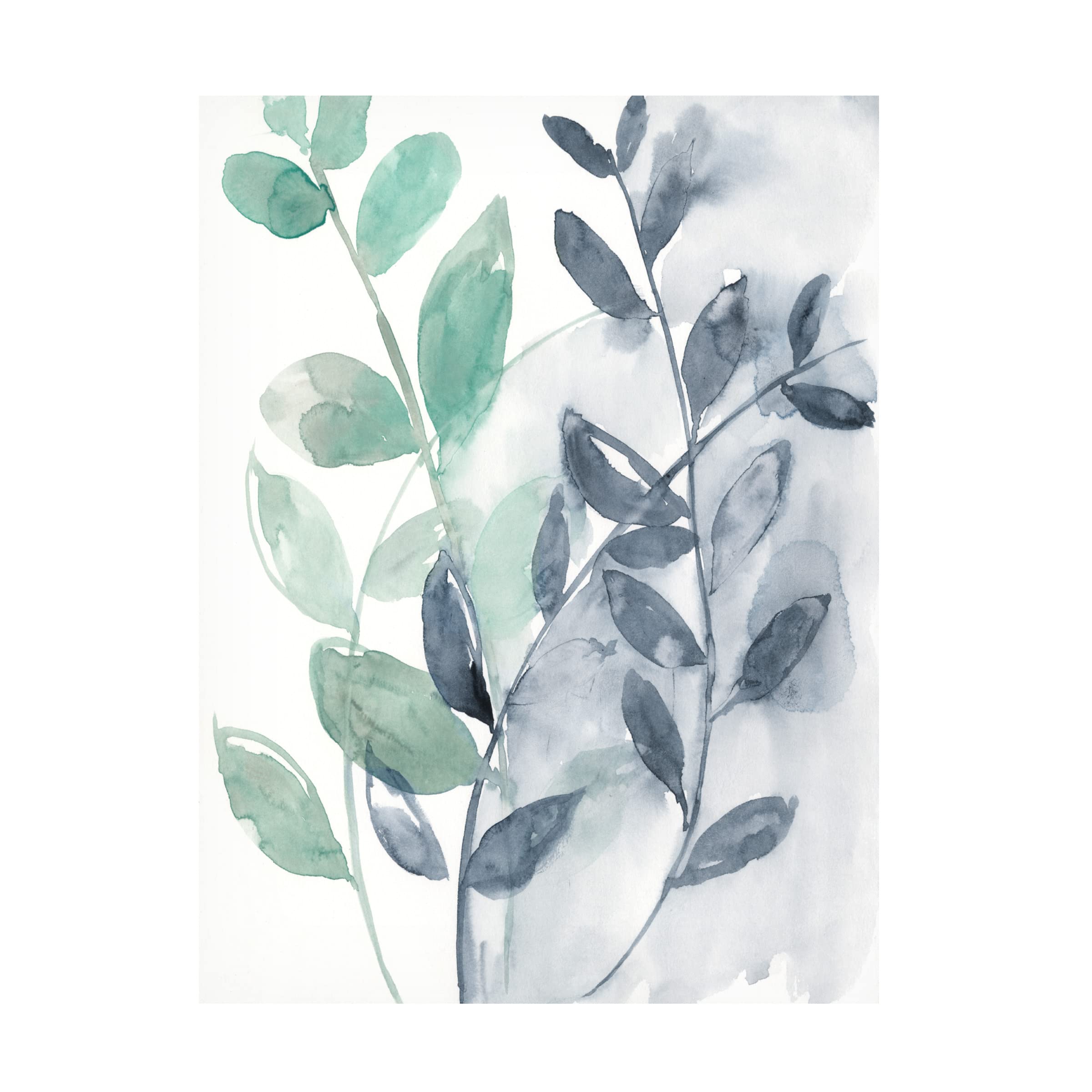 Jennifer Goldberger 'Water Flow Leaves I' Canvas Art Print - Modern Nature Wall Decor for Living Room, Bedroom & Office - Handmade Floral Botanical Painting