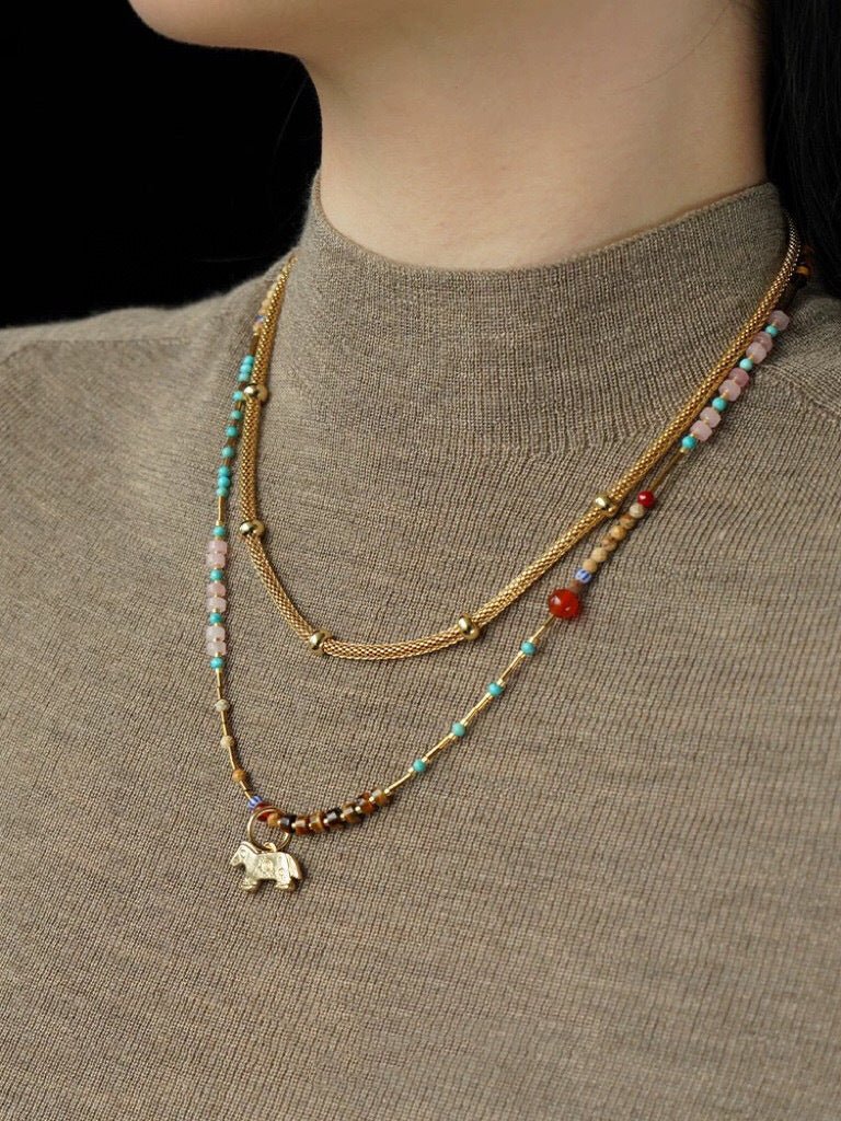 Dream Island Carousel Pony Beaded Necklace - Handmade Boho Jewelry for Women, Girls - Perfect for Birthday Gifts, Party Favors & Festival Accessories