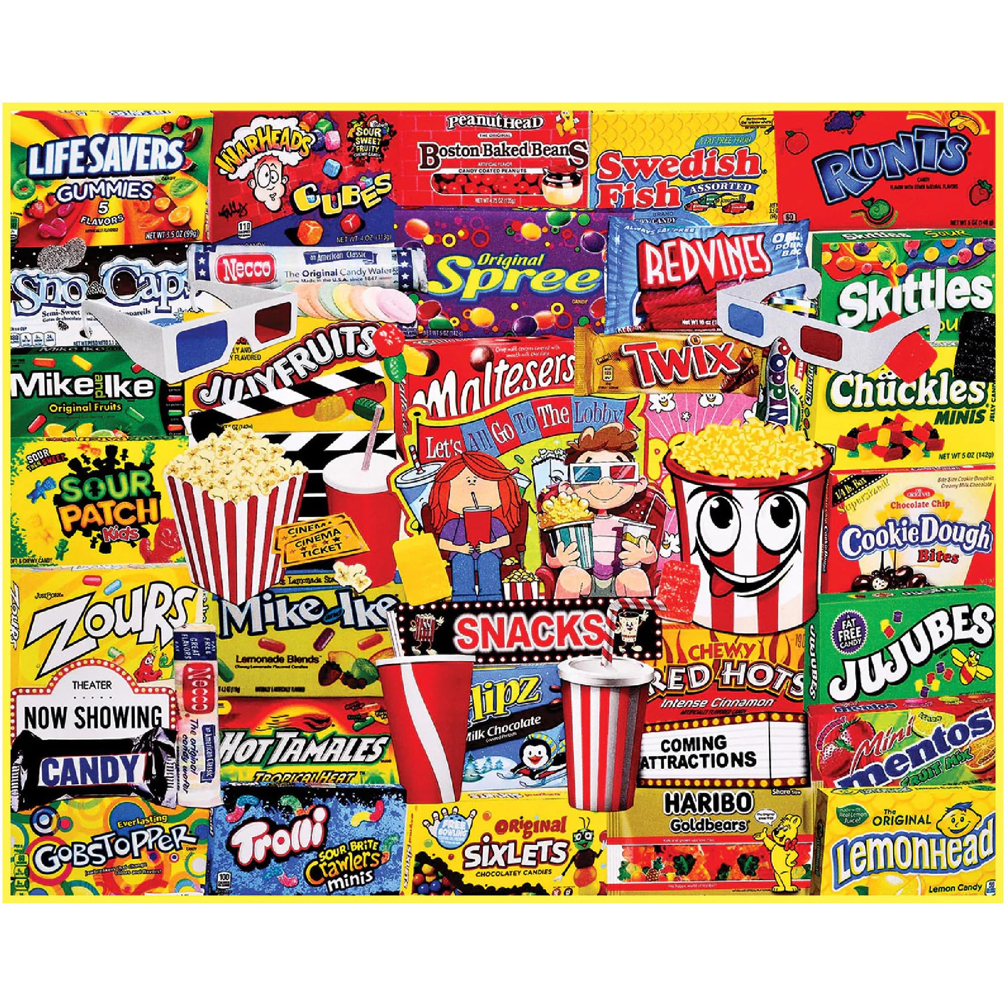White Mountain Movie Snacks 1000 Piece Jigsaw Puzzle - Fun Collage Puzzle for Adults & Family Game Night - Perfect for Movie Nights, Birthday Gifts & Relaxation