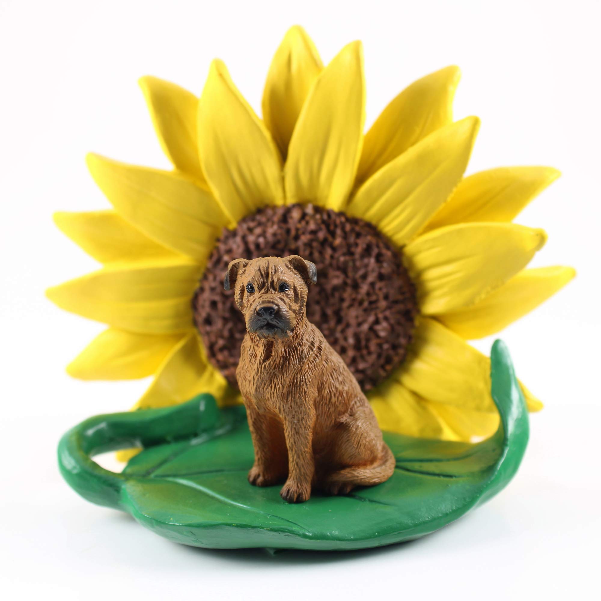 Realistic Hand-Painted Bull Mastiff Dog Figurine with Sunflower - Home Office Desk Decor, Nursery Statue, Unique Gift for Dog Lovers (Perfect for Spring Showers, Summer Decor & Housewarming Presents)