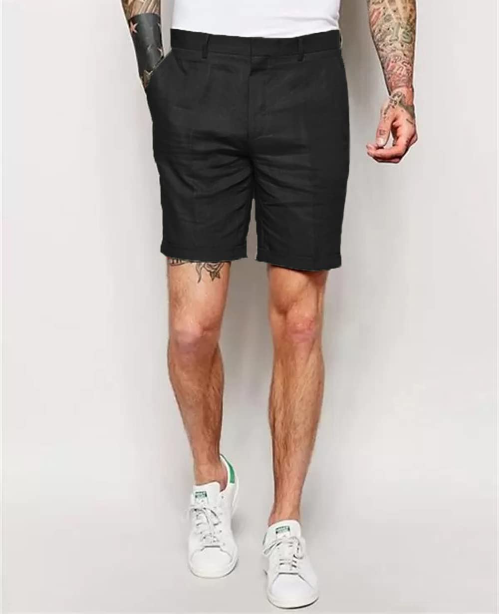Men's 2-Piece Linen Suit Set - Slim Fit Summer Beach Wedding Suit with Vest & Short Pants | Breathable Casual Outfit for Groomsmen, Beach Parties & Tropical Vacations