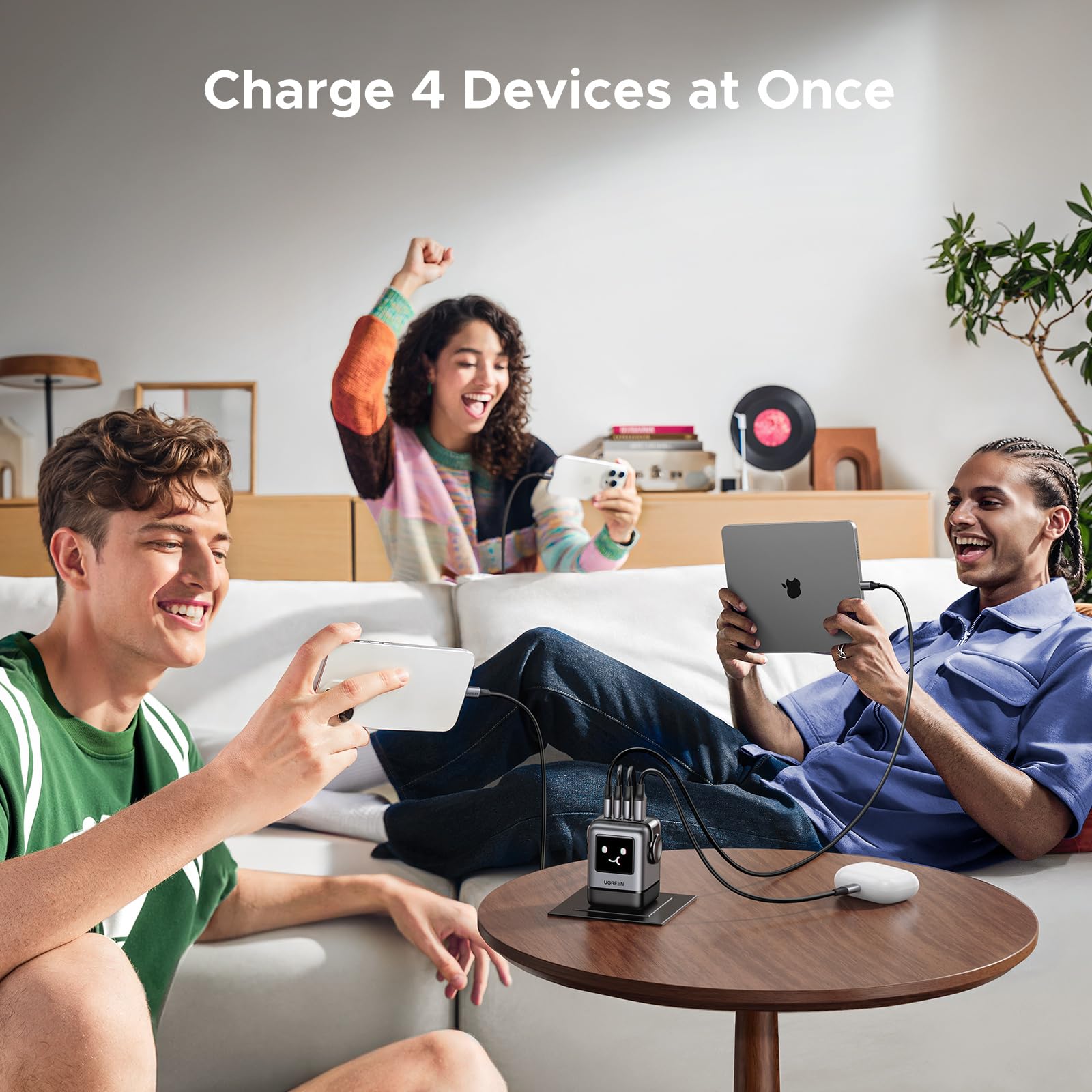 UGREEN Nexode 100W 4-Port GaN Fast Charger | USB C Power Adapter for MacBook Pro/Air, iPad Pro, iPhone 16, Galaxy S24 | Compact PD Charger for Travel, Office & Home Use