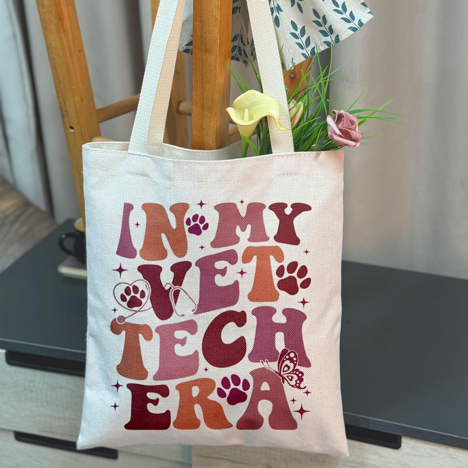 Veterinarian Gift - Vet Tech Era Canvas Tote Bag for Women | Durable Shopping & Work Bag for Veterinary Professionals | Perfect for Clinics, School & Travel
