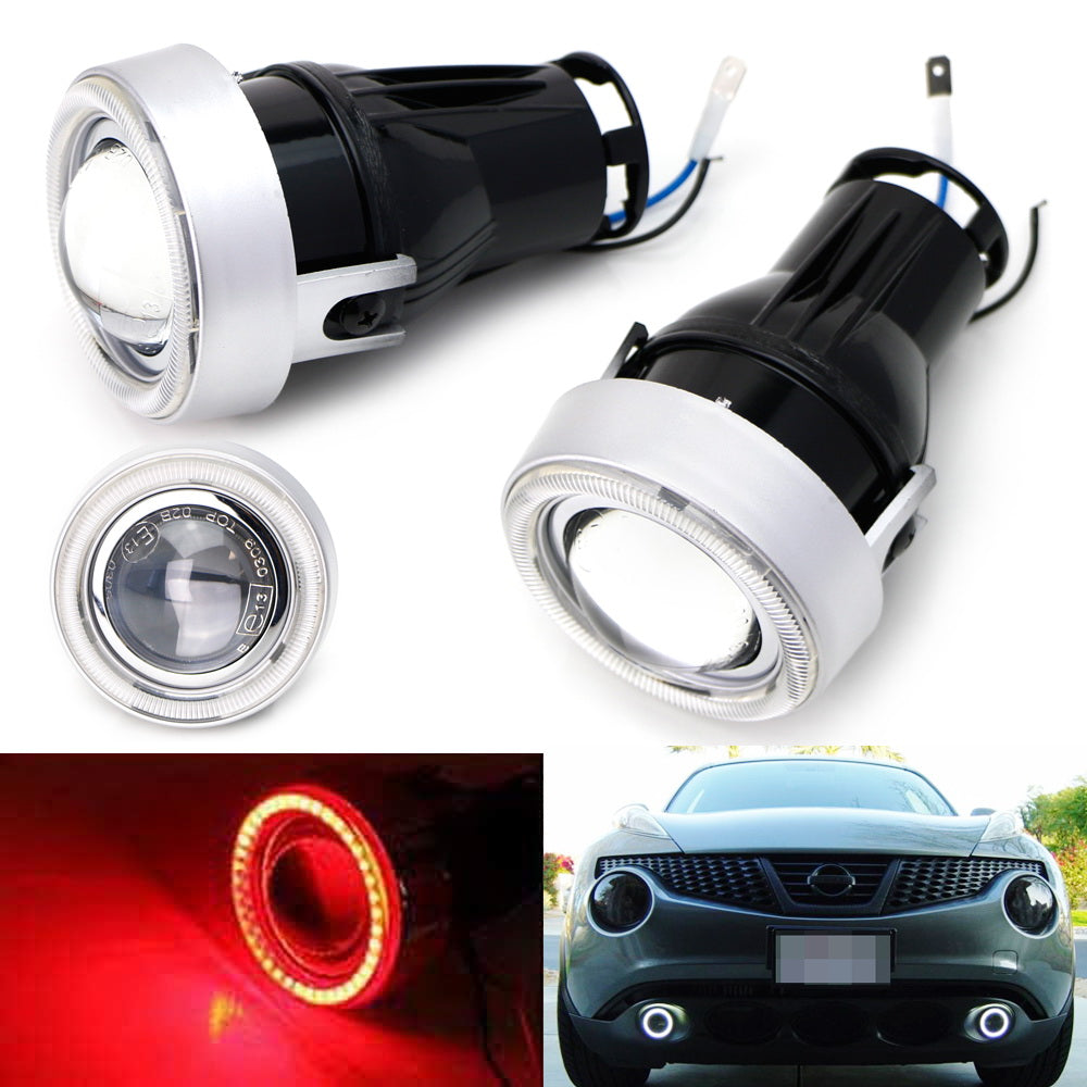 Super Bright 40 LED Halo Angel Eyes Projector Fog Lights with Red Rings - High Performance Car Lighting for Night Driving & Off-Road Adventures