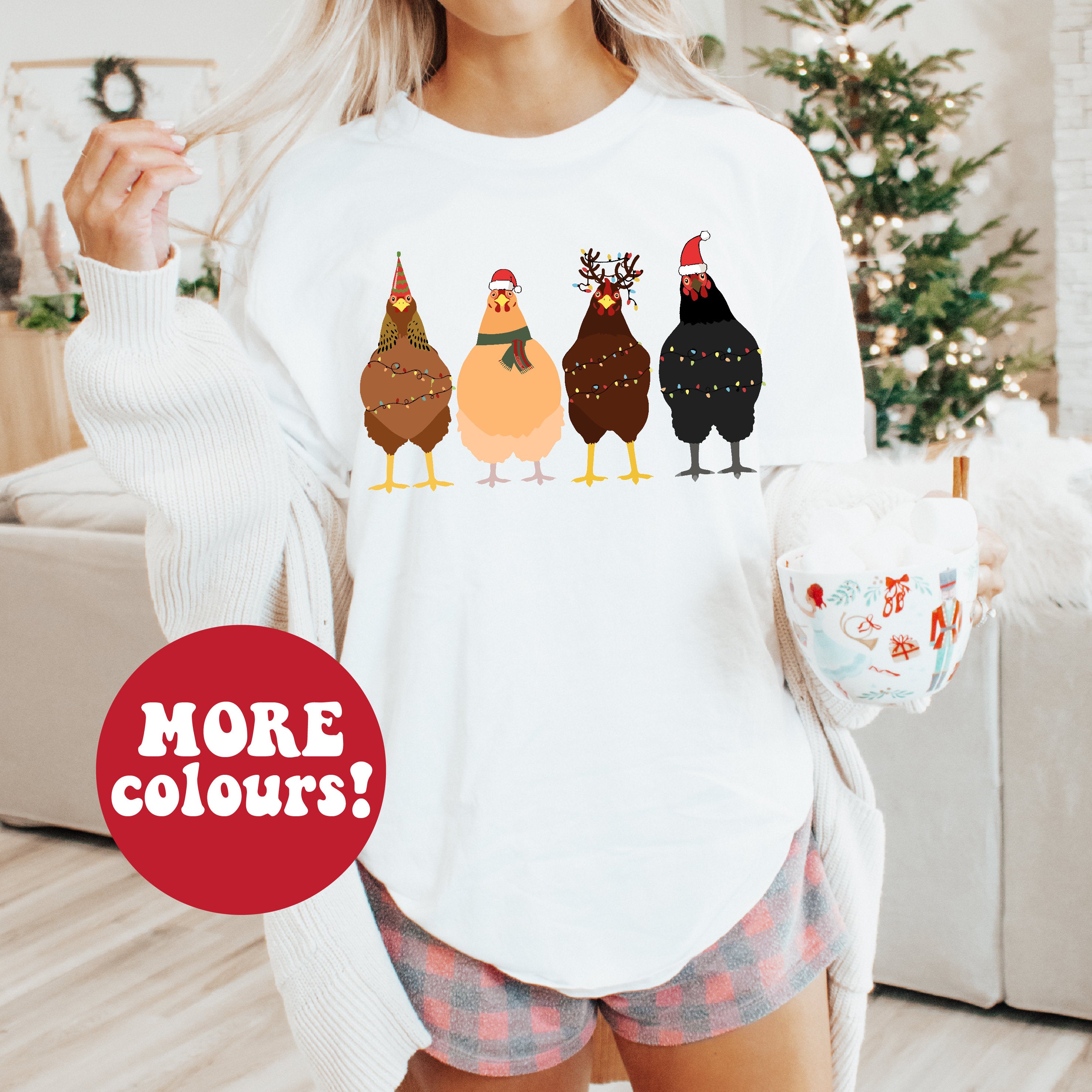 Christmas Chickens Graphic T-Shirt - Funny Holiday Tee for Men & Women - Multiple Colors Available - Perfect for Christmas Parties & Festive Gatherings