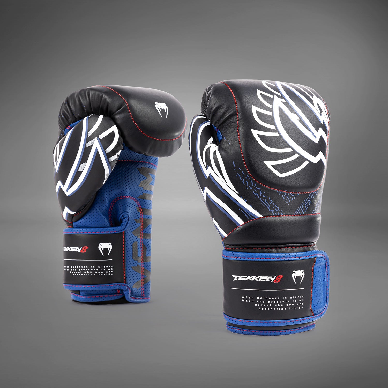 Venum x TEKKEN 8 Jin Kazama Boxing Gloves - Blue, Black & White MMA Training Gloves for Boxing, Kickboxing & Martial Arts Practice