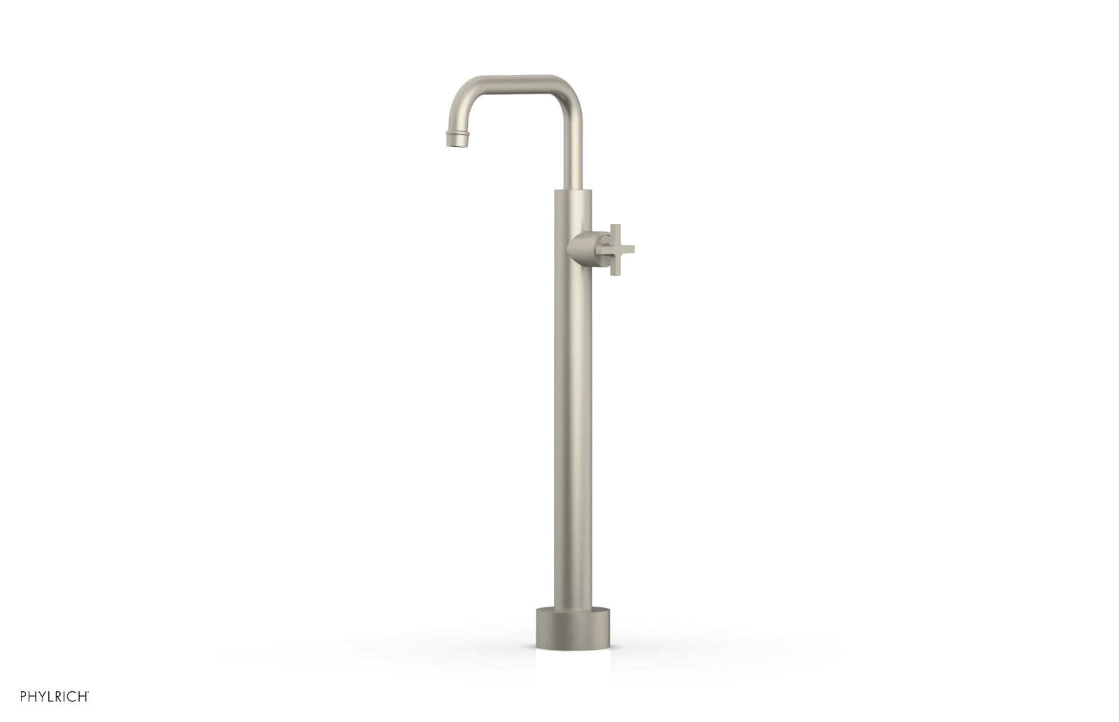 HEX MODERN Low Floor Mount Tub Filler with Cross Handle - Model 501 54 04 | Perfect for Contemporary Bathroom Designs and Spa-Like Showers