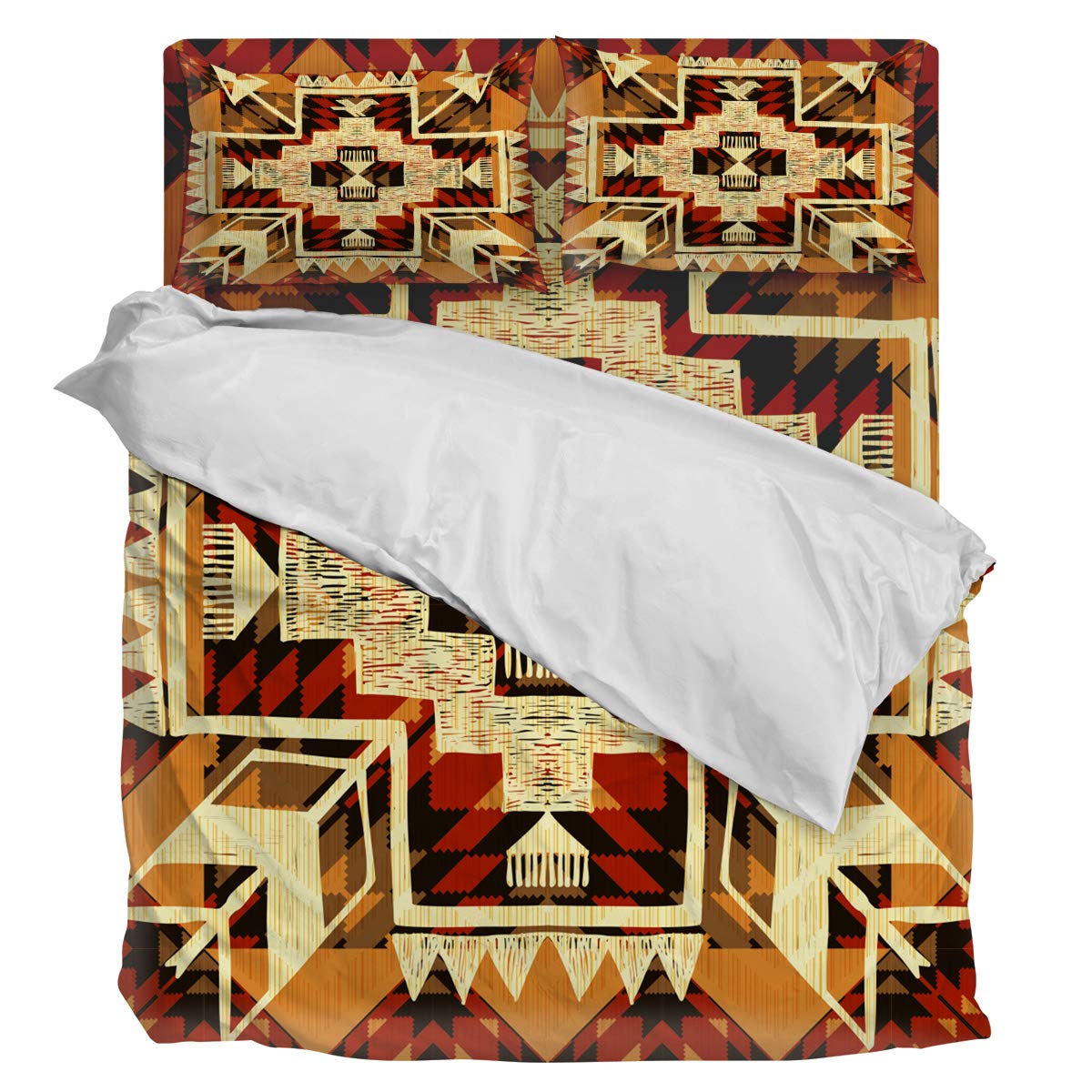 Luxury 4-Piece Full Size Duvet Cover Set - Soft Sunflower Bedding with Native American Arrow Pattern (Duvet Cover + Sheet + 2 Pillowcases) for Cozy Bedroom Decor & Guest Room Styling