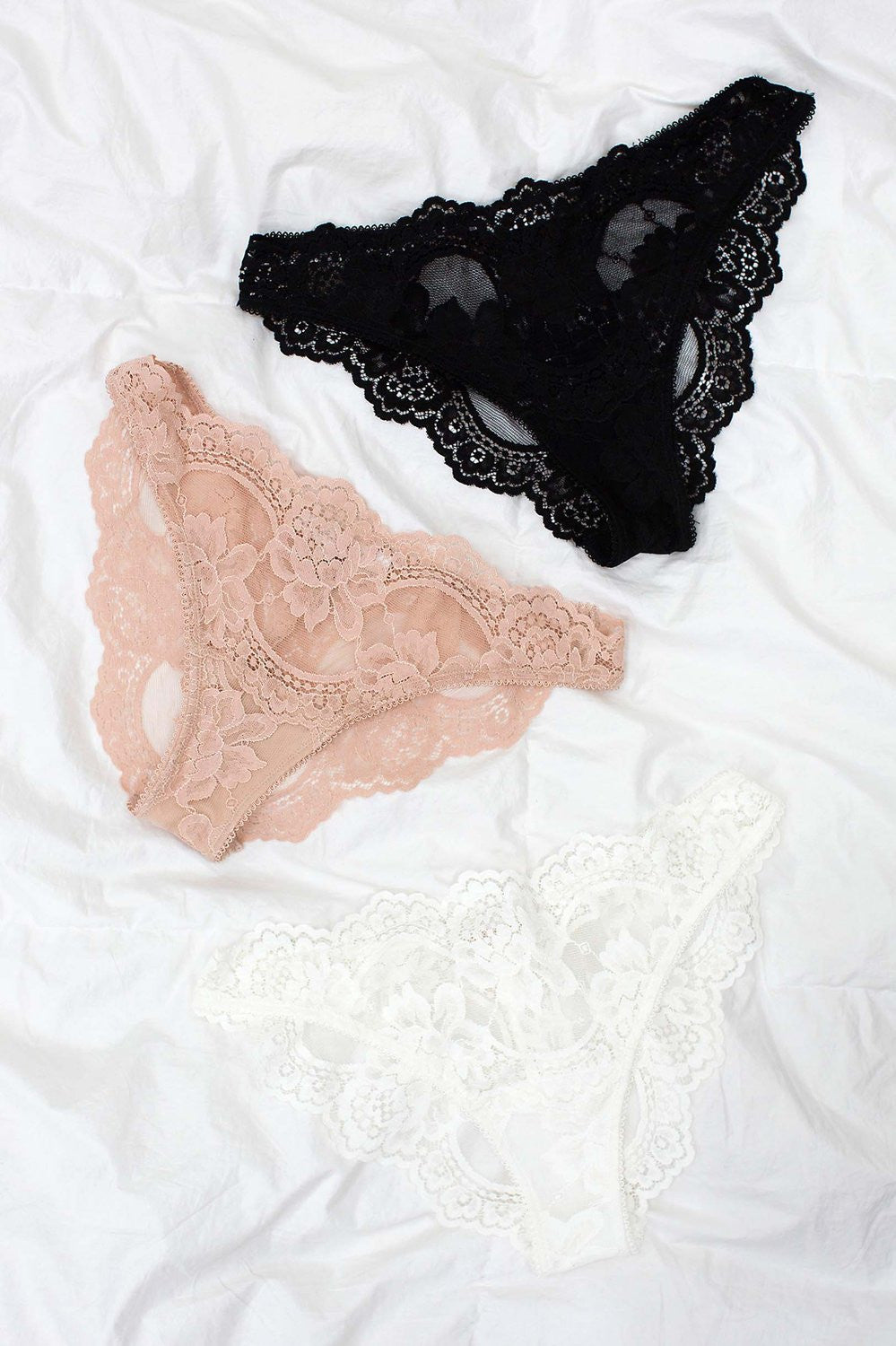 Black Rosa Scalloped French Lace Panties - Elegant Lingerie for Women, Perfect for Valentine's Day, Bridal Wear & Romantic Occasions