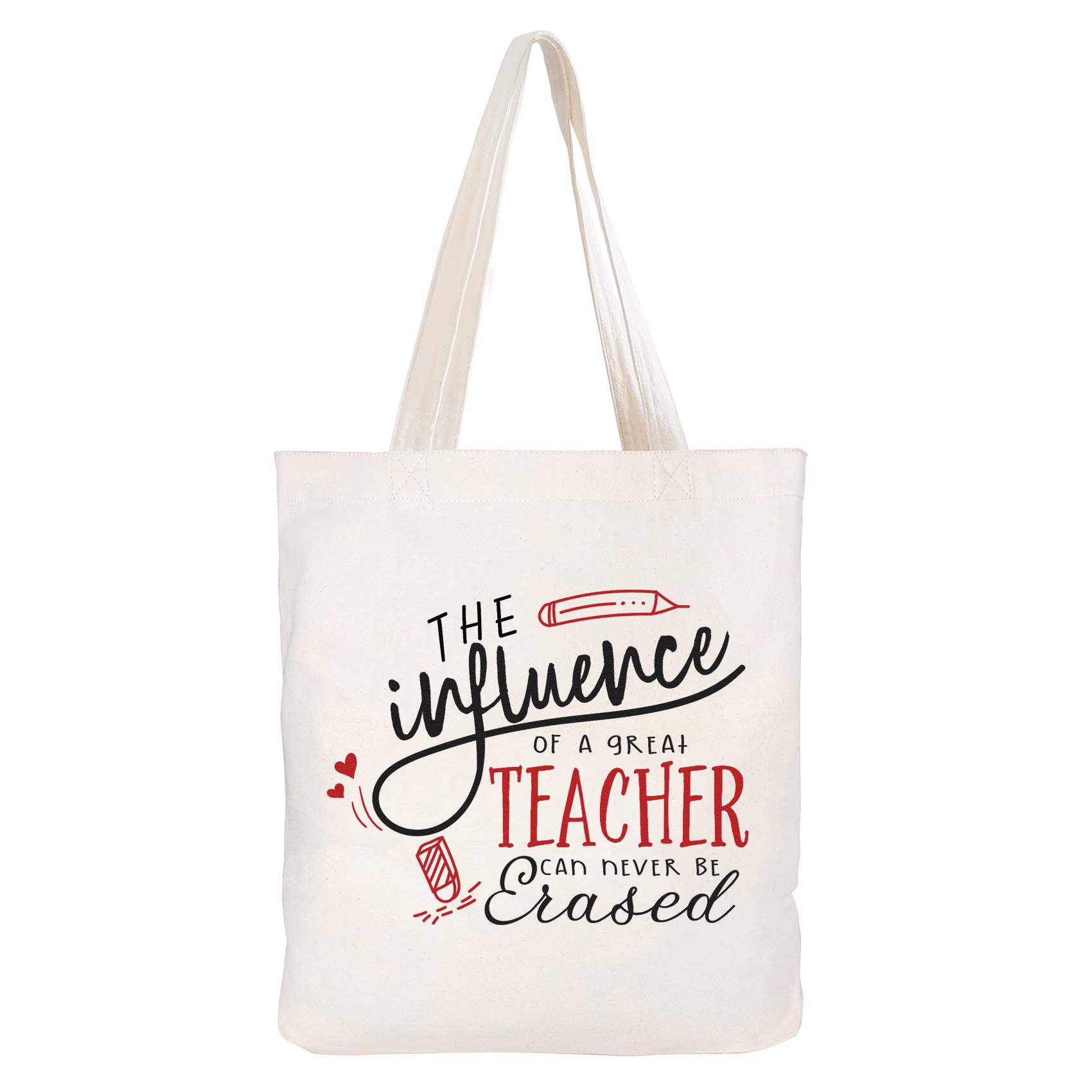 ELEGANTPARK Teacher Appreciation Gifts - Cotton Canvas Tote Bag for Women with Interior Pocket - Perfect for Valentine's Day, Birthday, Graduation, Christmas & Thank You Gifts - Ideal for School, Work, Shopping & Daily Use
