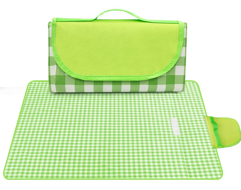 Waterproof Foldable Outdoor Picnic Blanket - Sandproof Beach Mat for Camping, Hiking, Travel & Picnics - Portable Green Blanket for Park, Beach, Backyard & Outdoor Adventures