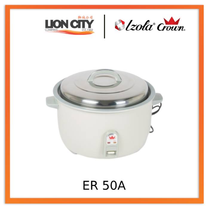 Crown ER 50A 10L Electric Rice Cooker with Steamer - Fast Cooking & Keep Warm Function - Perfect for Home, Dorm, Office & Small Kitchens