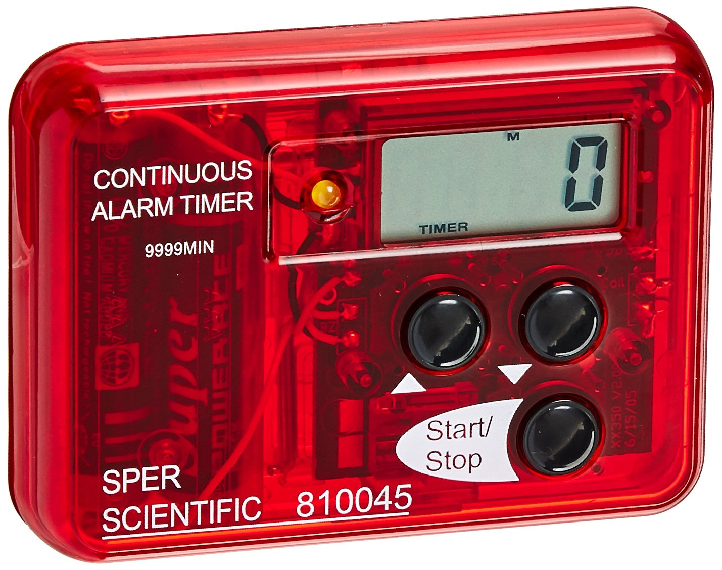 Sper Scientific 810045 Visual & Audible Continuous Alarm Timer - 3 Inch Height - Perfect for Lab Experiments, Cooking, Classroom & Productivity Tasks