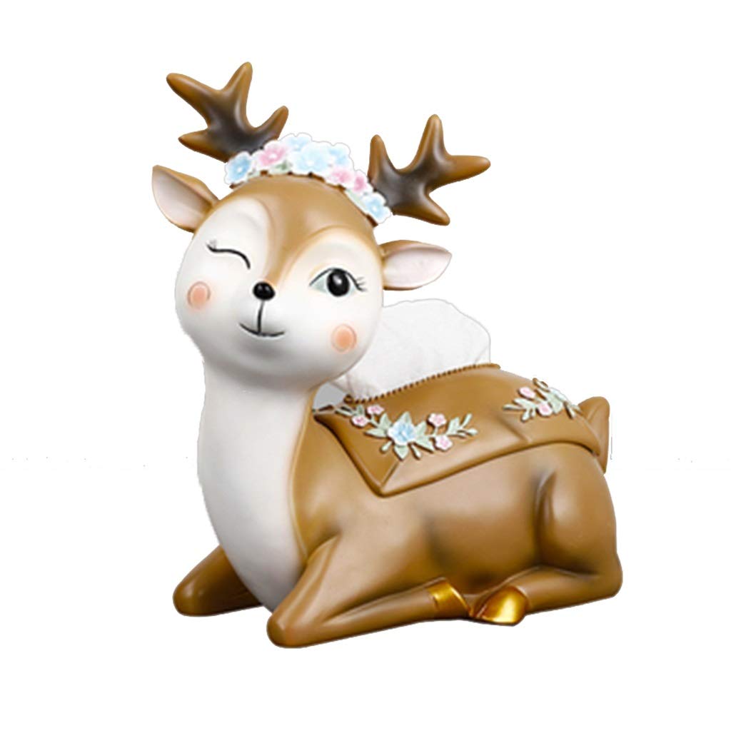 Creative Resin Deer Tissue Box Holder - Brown 27.5x27cm | Elegant Home Decor for Living Room, Dining Room & Bathroom | Perfect Tissue Storage Solution for Modern Households