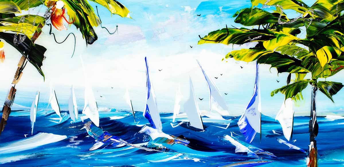 Original Beach Day Painting - Coastal Wall Art for Living Room & Bedroom Decor - Perfect for Beach House & Vacation Home Style