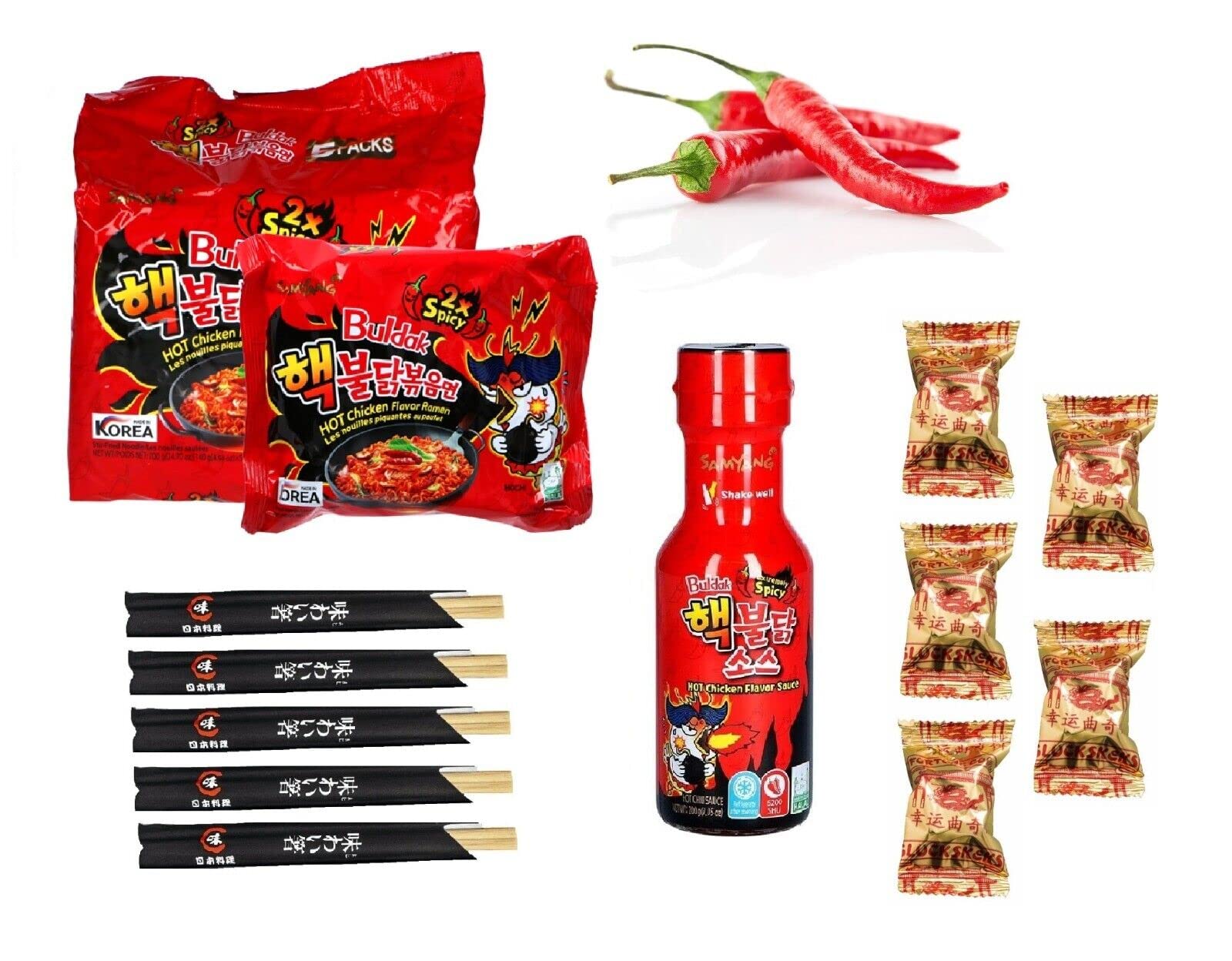 Extra Hot Ramen Noodle Set 1000g - Samyang Buldak Spicy Chicken Flavor with Red Pepper Sauce | Korean Instant Noodles for Spicy Food Lovers | Perfect for Late Night Snacks, College Dorm Meals & Quick Lunches