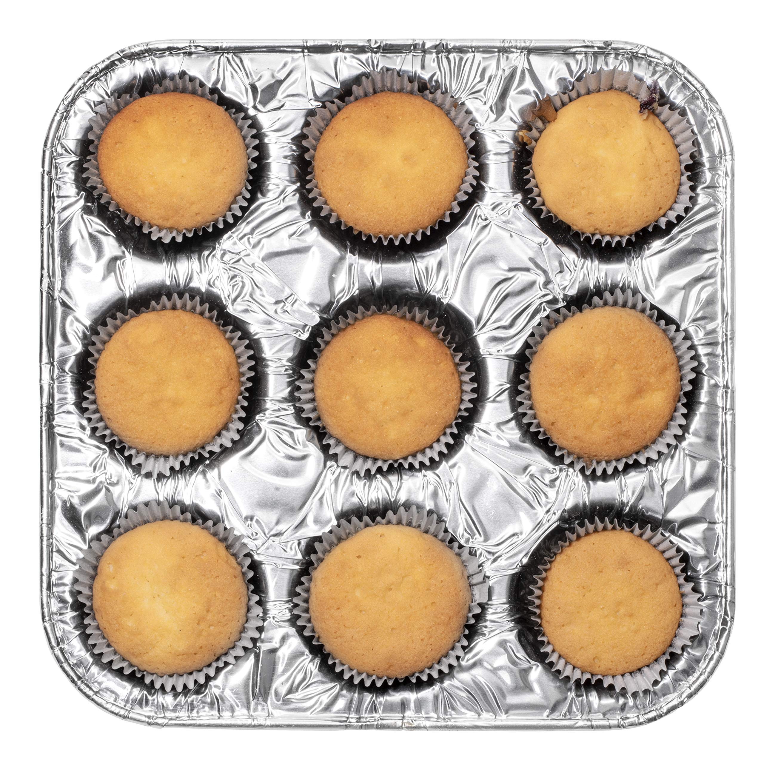 9-Cavity Mini Cupcake and Muffin Baking Pans - 100 Pack Disposable Aluminum Trays for Perfect Mini Desserts | Ideal for Weddings, Birthday Parties, Baby Showers & Holiday Gatherings | Great for Home Baking, Catering & Commercial Use