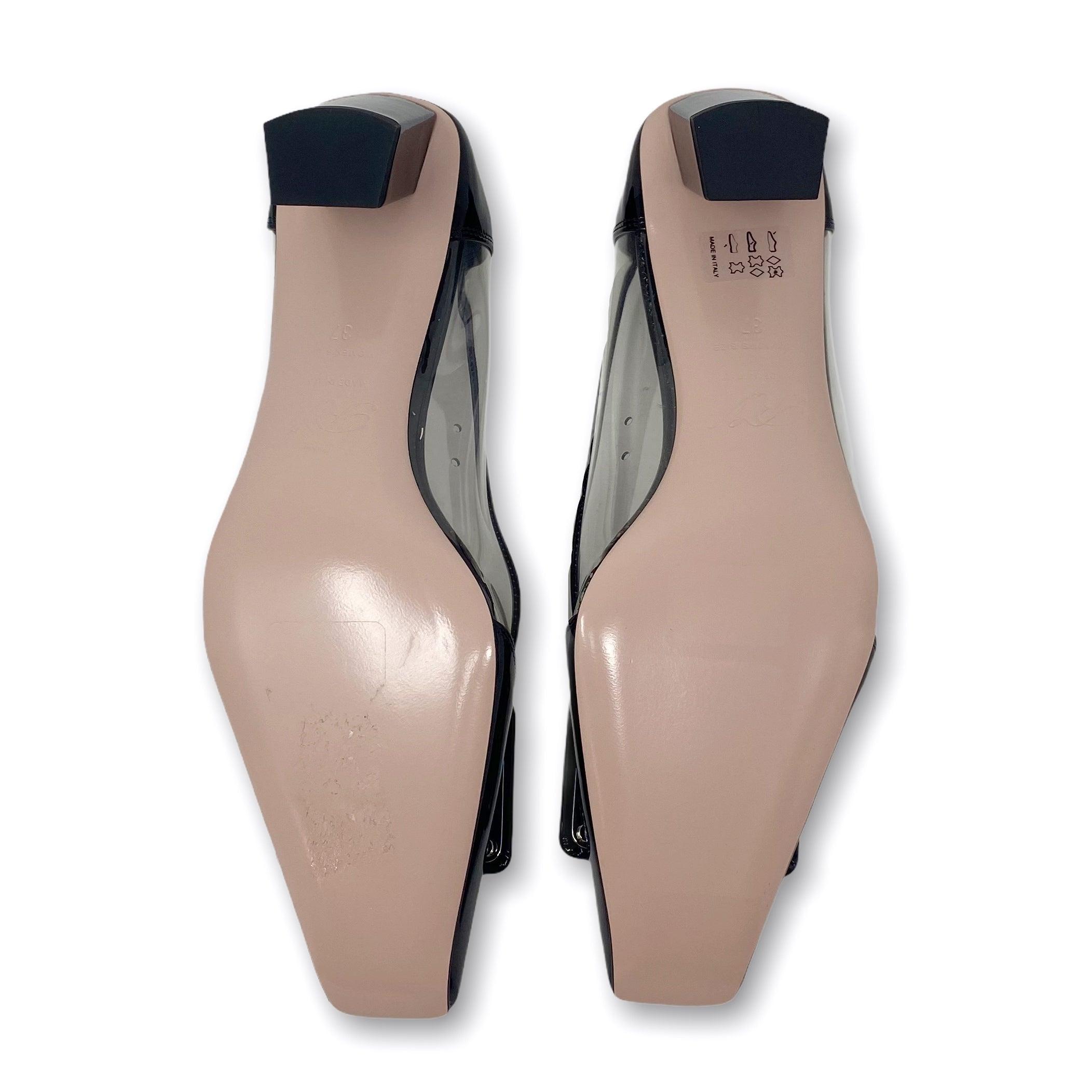 Roger Vivier Black Patent Belle Vivier Pumps Size 37 - Classic Pointed Toe High Heels for Women | Perfect for Weddings, Parties & Office Wear