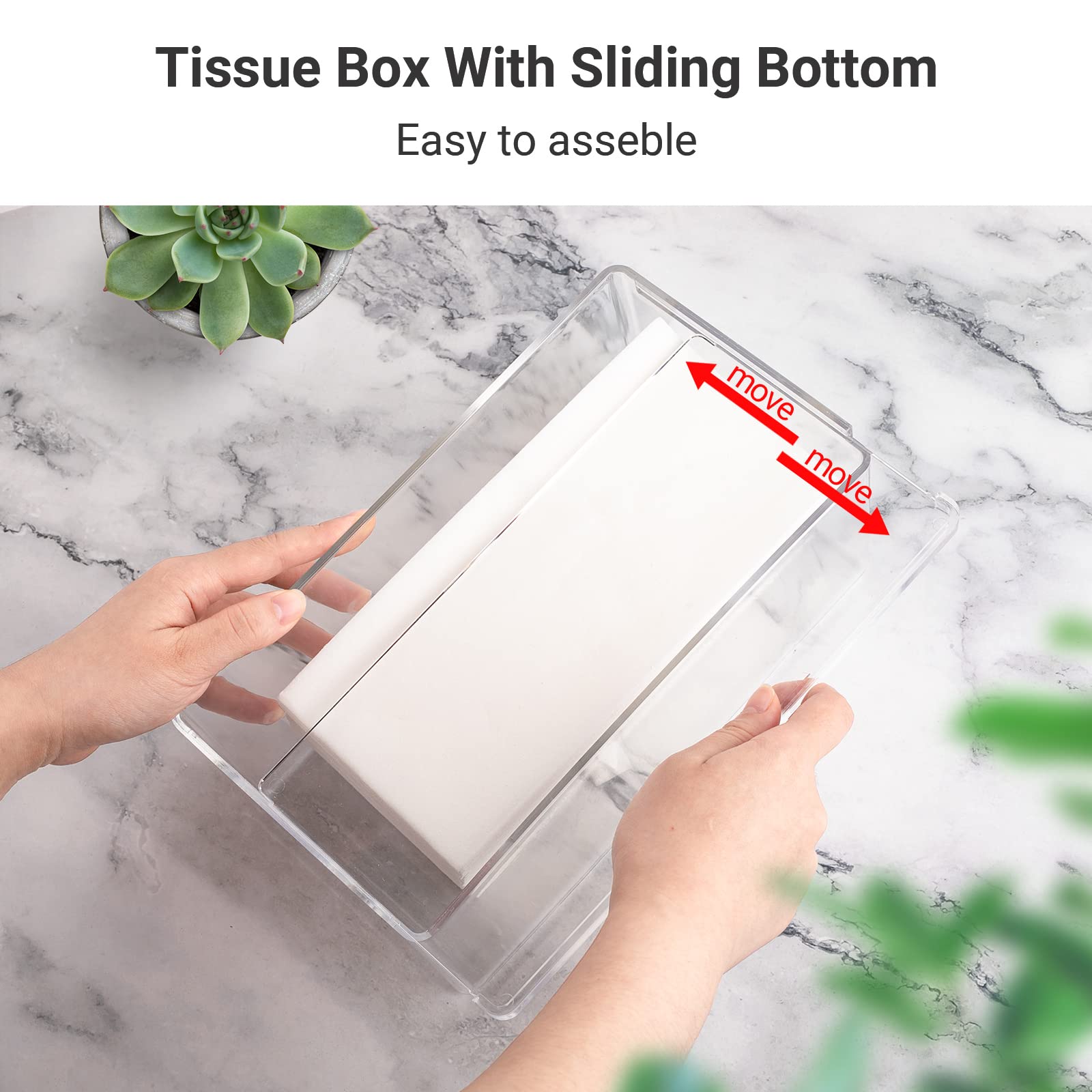 Clear Acrylic Tissue Box Cover - Rectangular Facial Tissue Holder & Dryer Sheets Dispenser for Laundry, Kitchen, Office (10.2