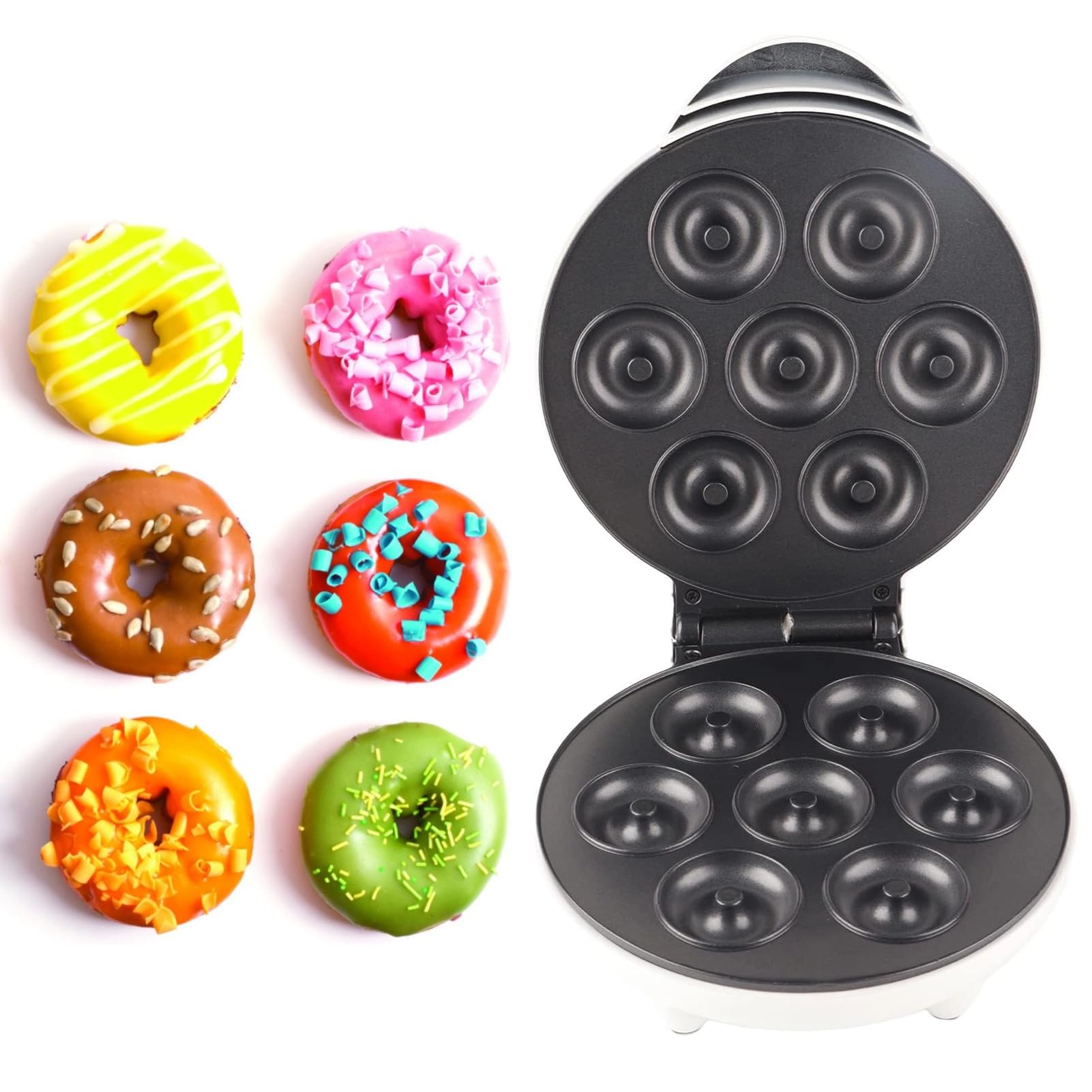 Electric Mini Donut Maker Machine - Non-Stick Easy Release, Fast Heating & Heat Dissipation, Portable Donut Baker for Home, Party & Breakfast (Red) - Perfect for Kids Snacks, Family Gatherings & Holiday Treats