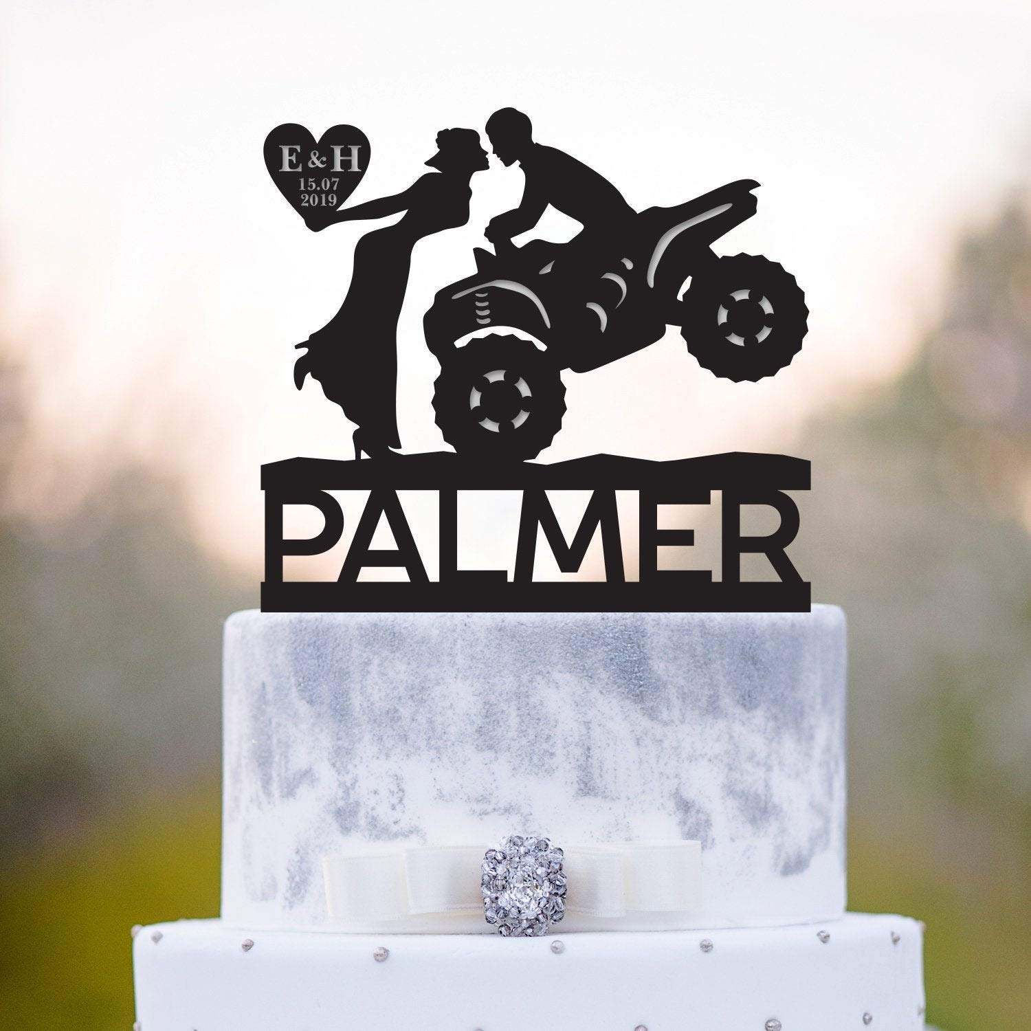 Personalized ATV Cake Topper for Wedding - Mr & Mrs Quad Bike Cake Decoration for 4 Wheeler Themed Cakes - Perfect for ATV Enthusiasts, Bikers, and Outdoor Lovers