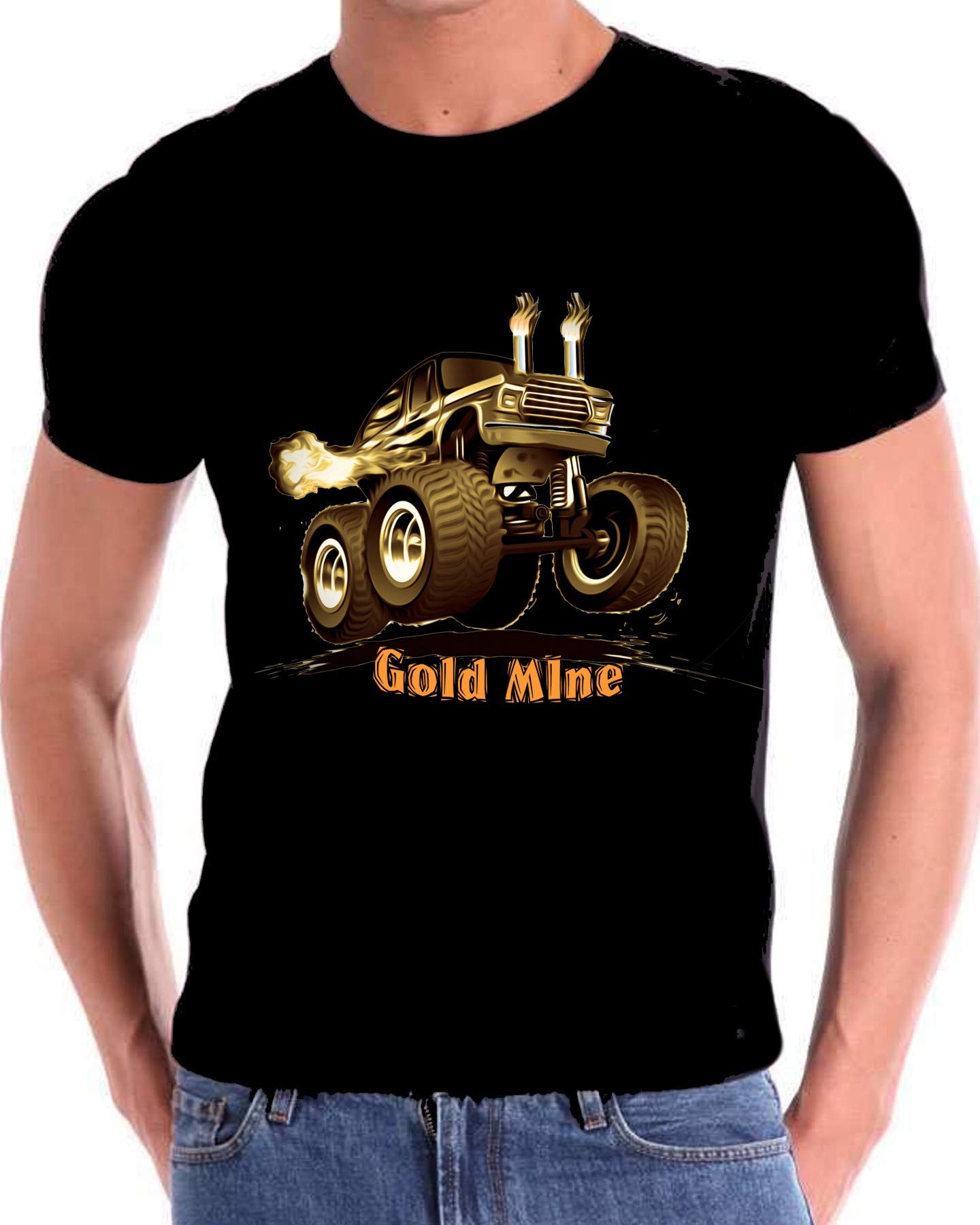 Monster Truck Digging for Golf The Gold Mine T-Shirt - Funny Graphic Tee for Men & Women - Perfect for Golf Lovers, Truck Enthusiasts & Casual Wear