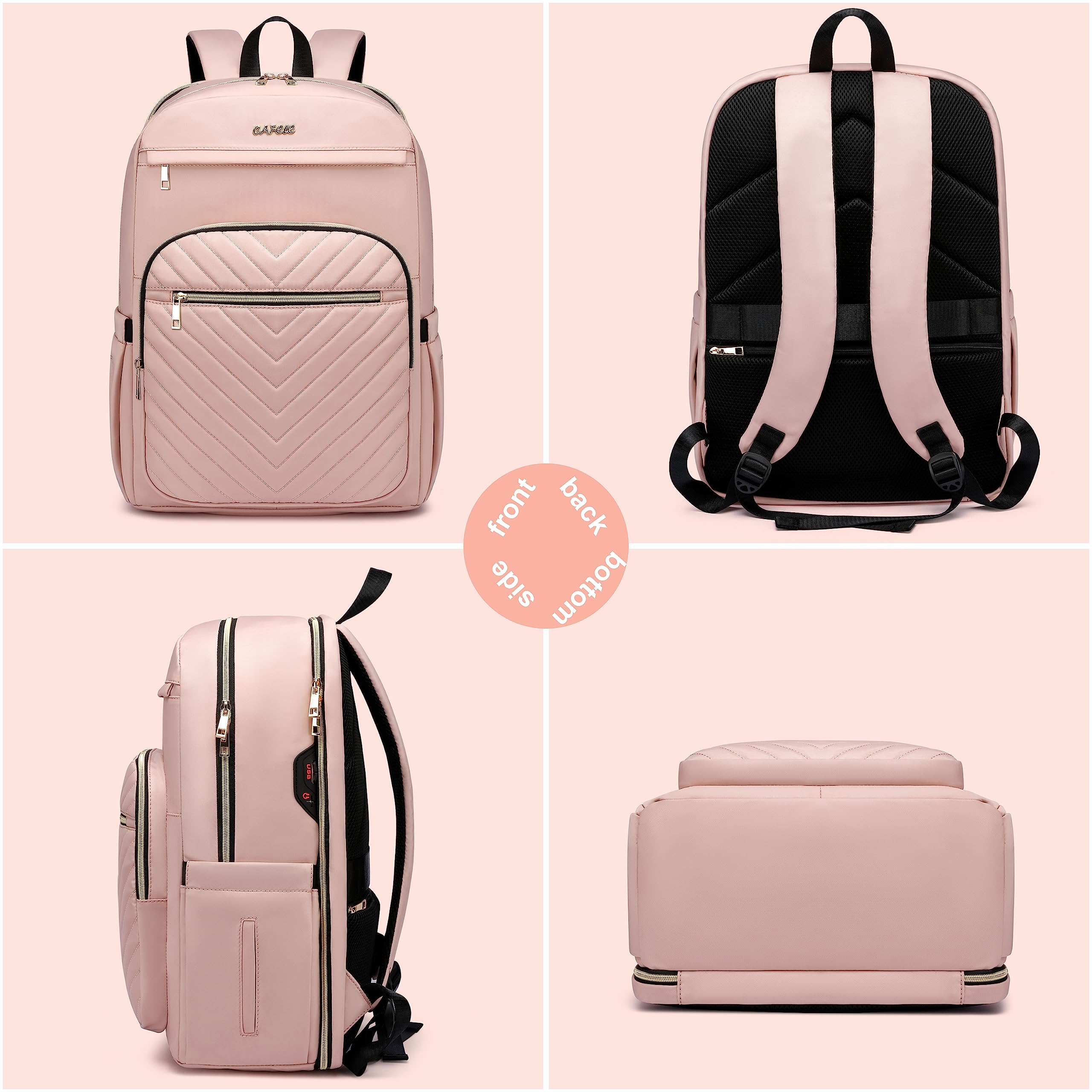Stylish Pink Laptop Backpack for Women - Waterproof 17.3 Inch Anti-Theft Computer Bag for Travel, Work & College | Perfect for Business Professionals, Students & Commuters