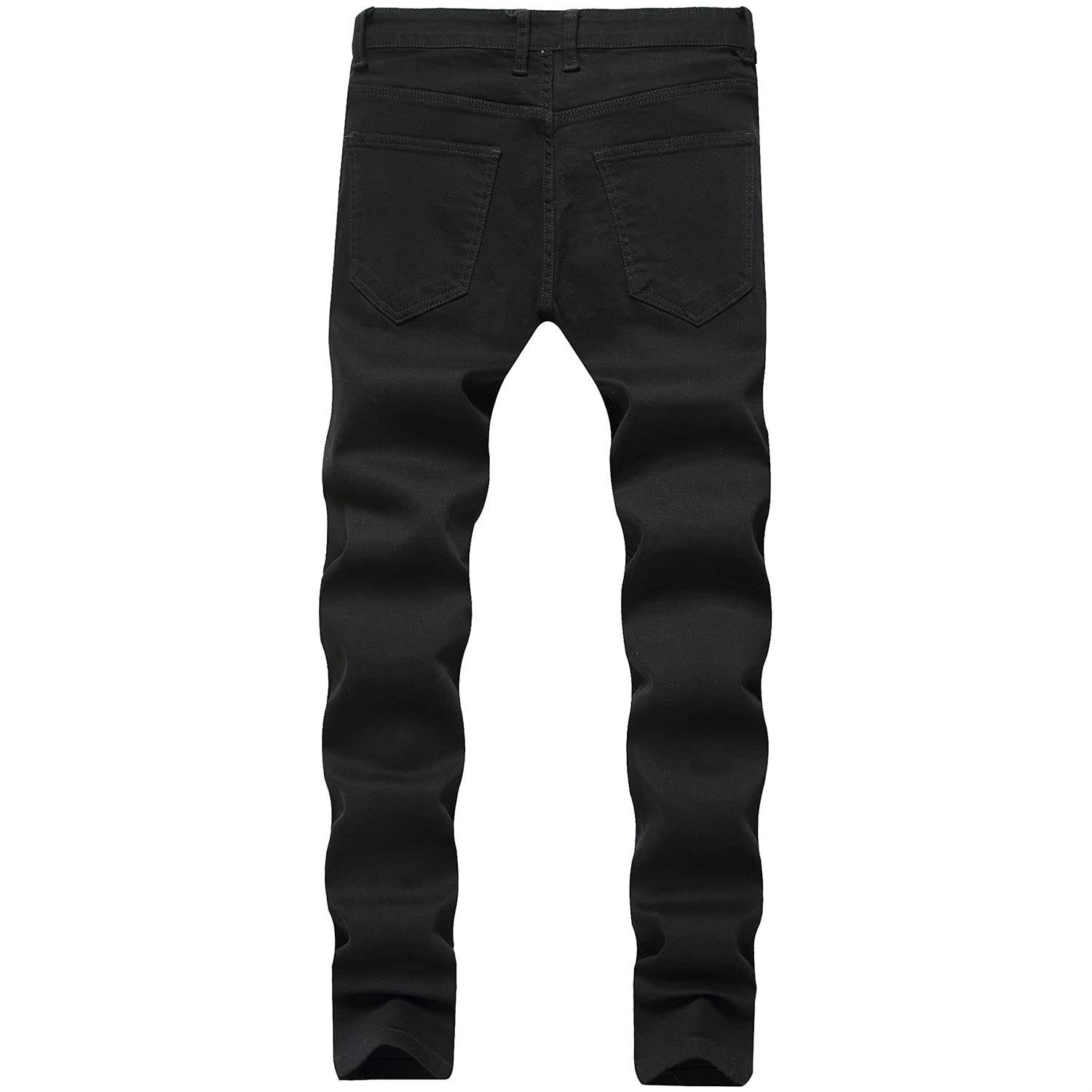Men's Ripped Skinny Jeans - Distressed Slim Fit Stretch Denim Pants with Zipper Details | Biker Style Jeggings for Casual Wear (Black, Size 34) | Perfect for Streetwear, Night Out & Everyday Fashion