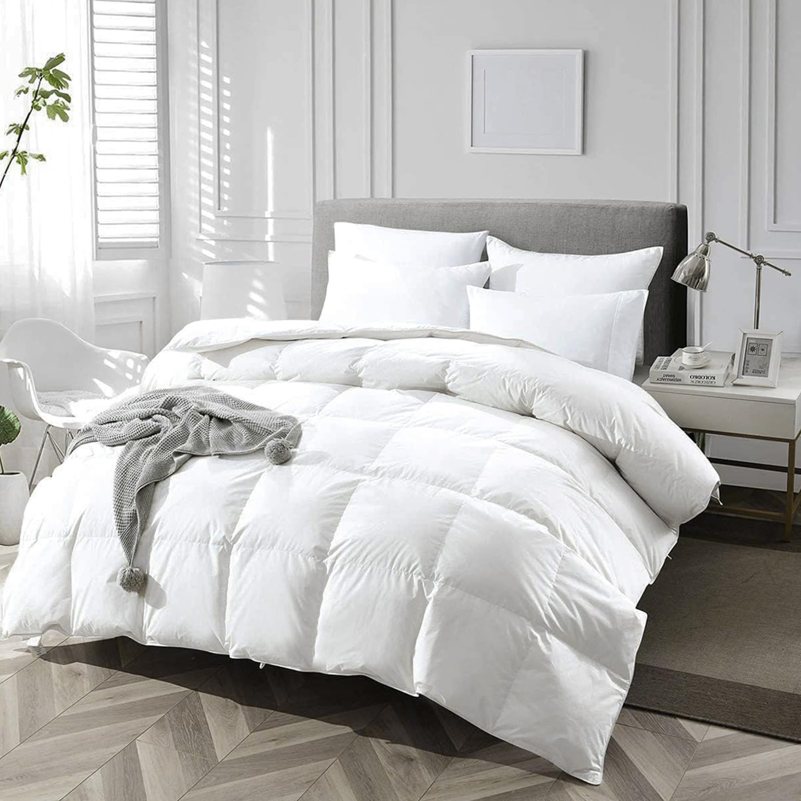 APSMILE Premium Fluffy Heavyweight Down Alternative Comforter - 100% Organic Cotton, High Fill Power, All-Season Warmth (Ivory White, 68x90) - Perfect for Winter Bedding, Guest Rooms & Cozy Nights