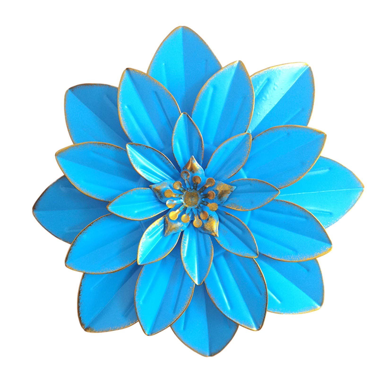 Rustic Metal Flower Wall Hanging Art - Blue Indoor Outdoor Decor for Garden, Yard, Office, Bedroom & Living Room | Perfect for Boho Home Decor & Wedding Backdrops
