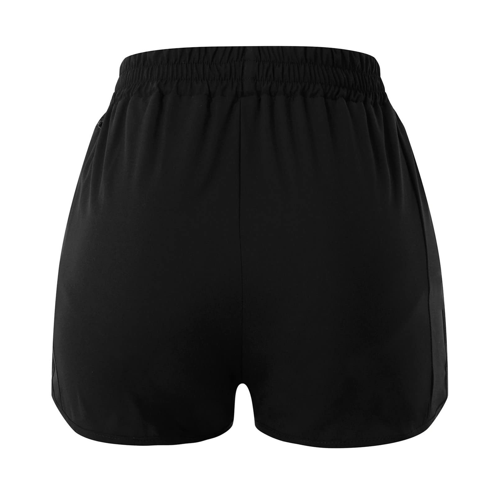 Niuwa Women's High Waist Yoga Shorts - Quick Dry Workout Running Shorts with Pockets - Stretchy Athletic Sports Shorts for Gym, Pilates & Lounge (Black, XXL)