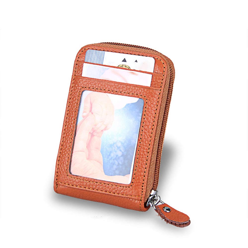 Premium RFID Blocking Leather Card Holder Wallet - Organ-Style Zippered Card Case for Men & Women - Holds Credit Cards, Debit Cards, Business Cards, ID & More (Purple) - Perfect for Travel, Business & Everyday Use